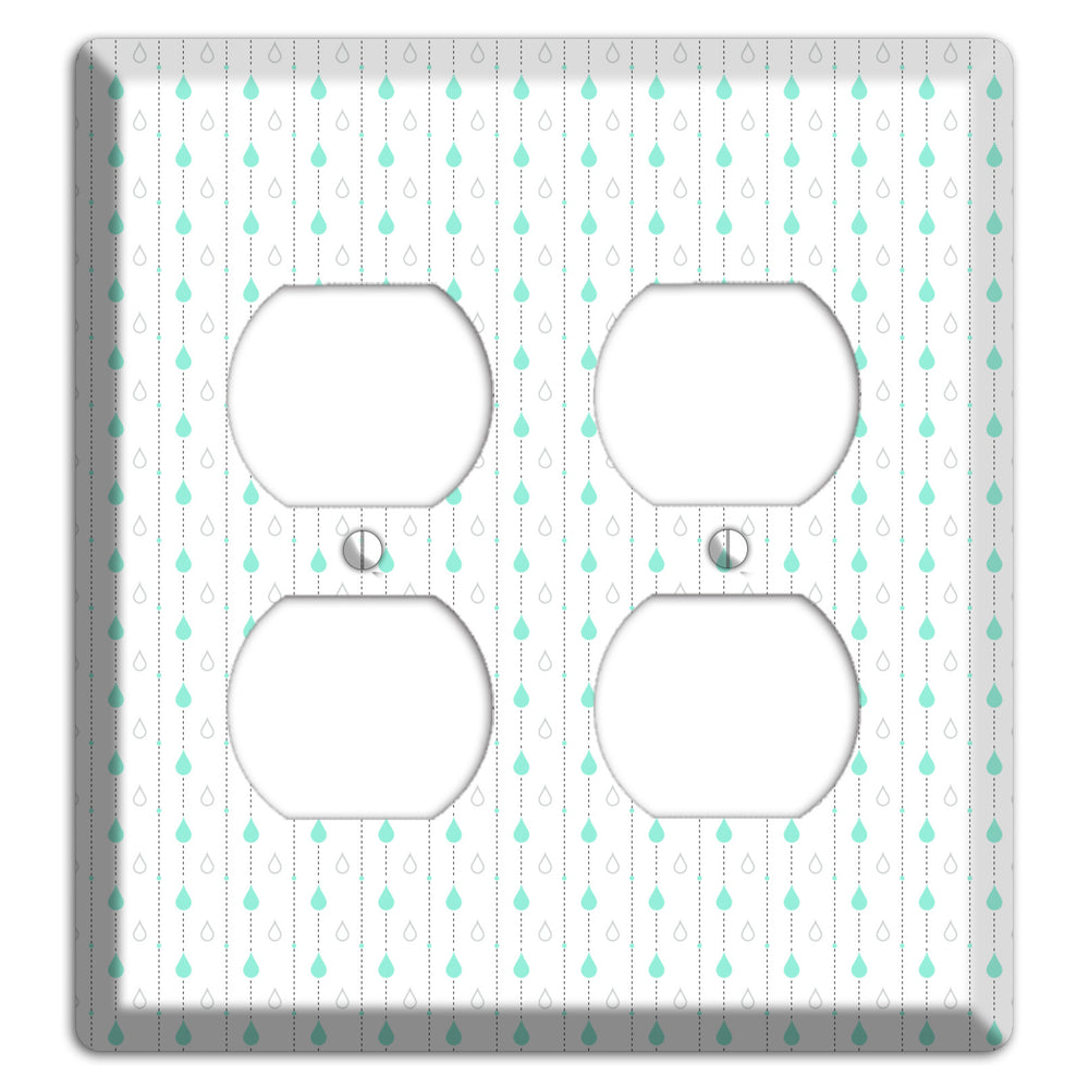 White and Blue Drops 2 2 Duplex Wallplate