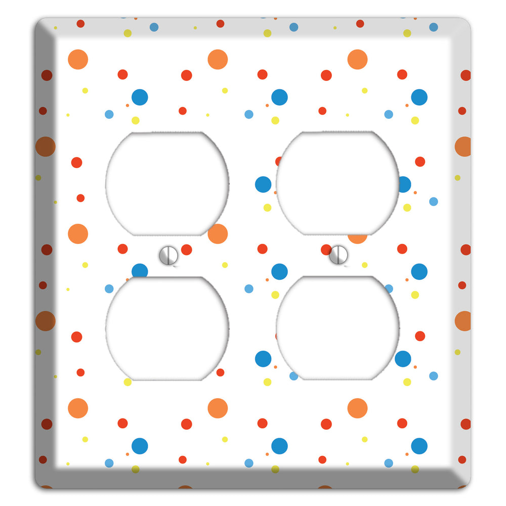 White with Multi Color Small Dots 2 2 Duplex Wallplate