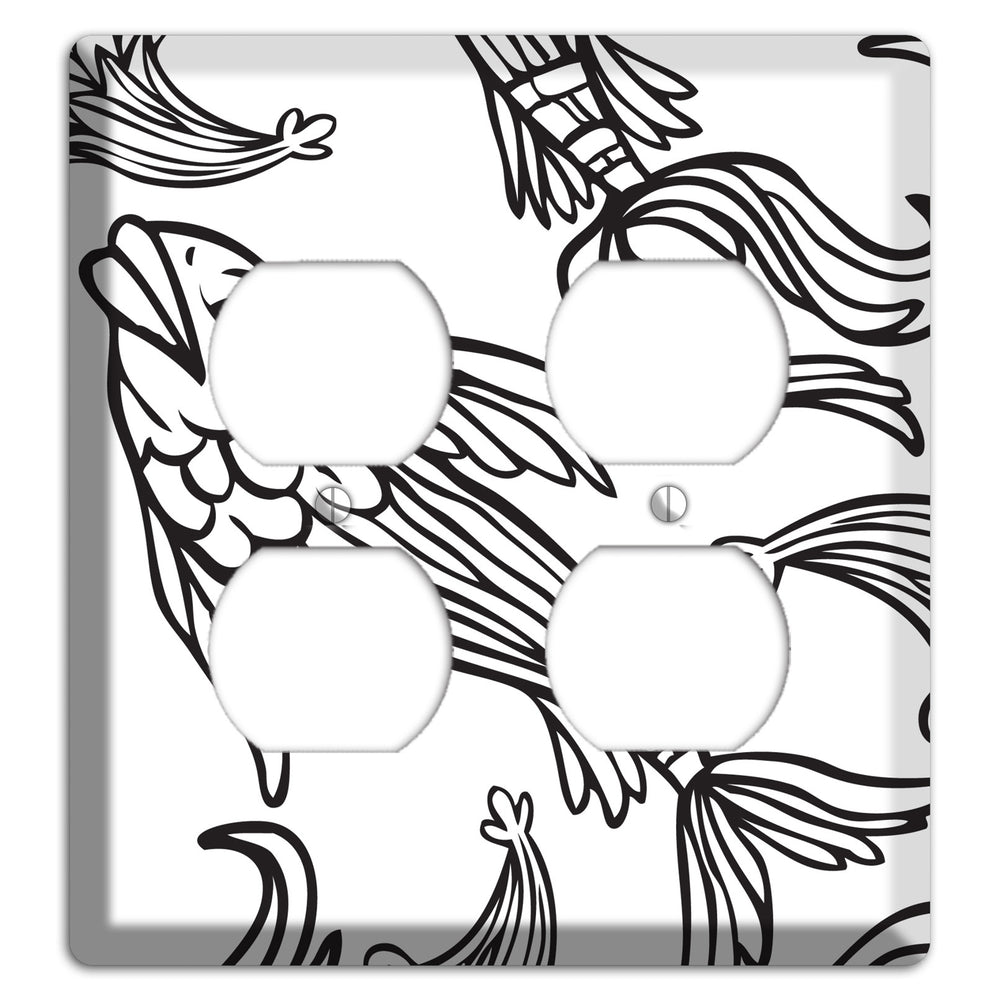 White and Black Koi 2 Duplex Wallplate