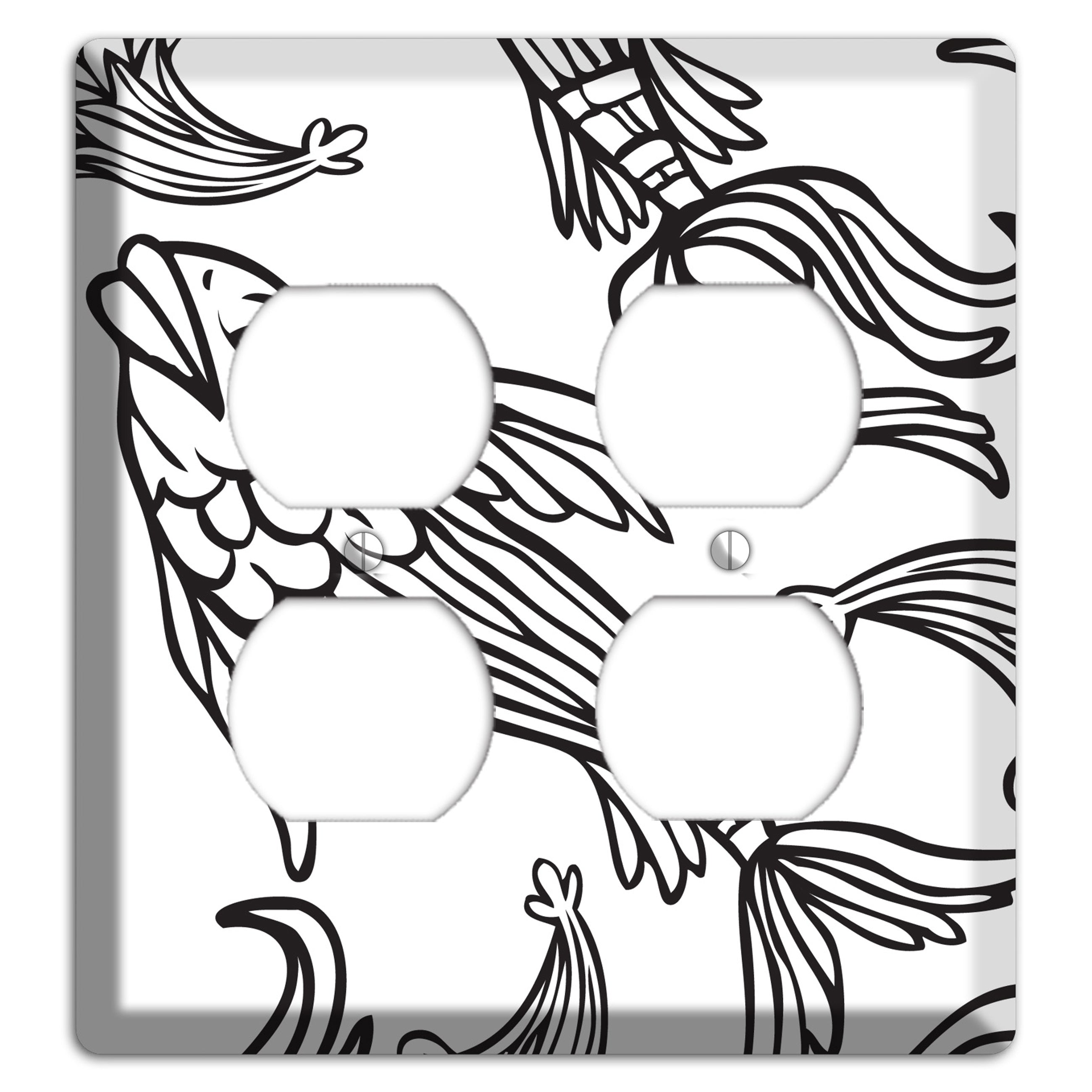White and Black Koi 2 Duplex Wallplate