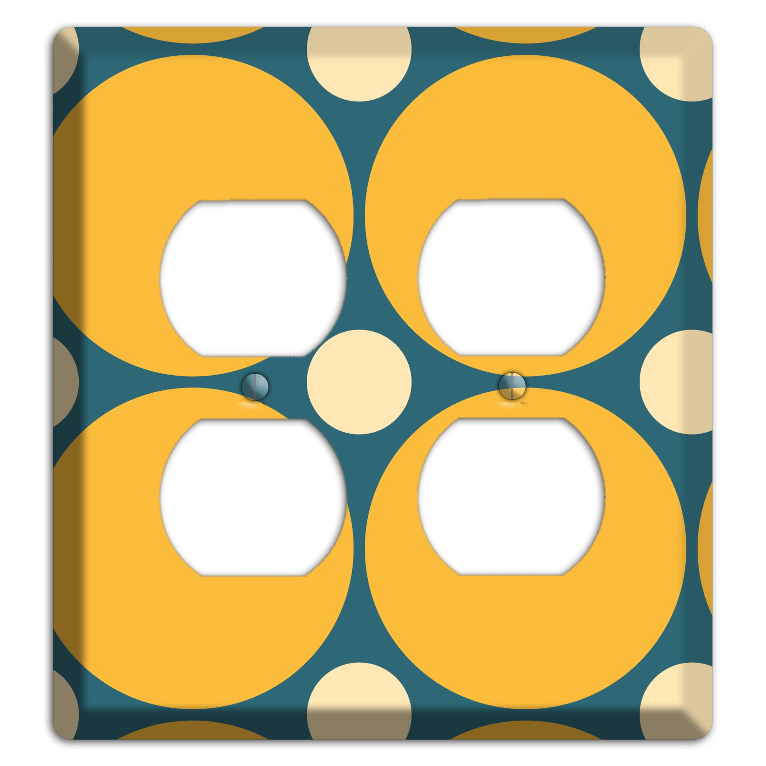 Jade with Mustard and Beige Multi Tiled Large Dots 2 Duplex Wallplate