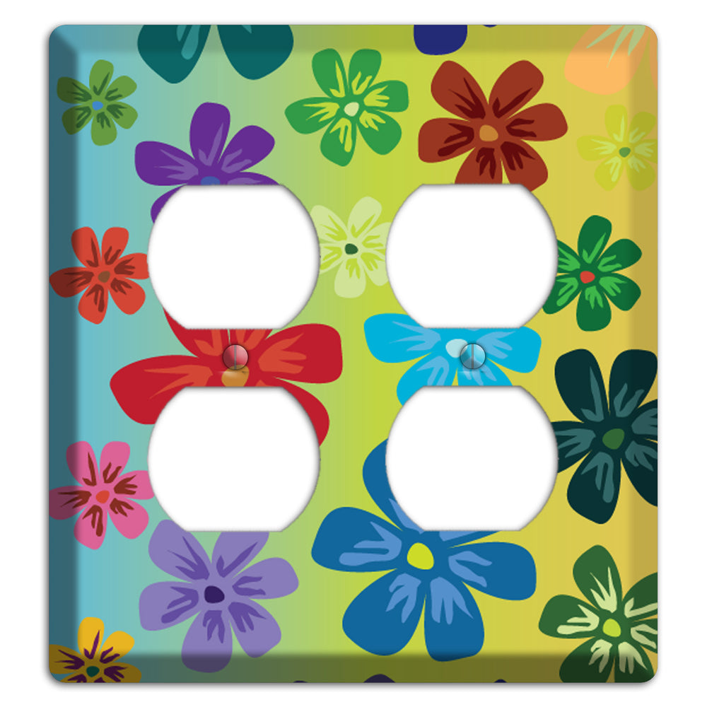Blue to yellow Flowers 2 Duplex Wallplate