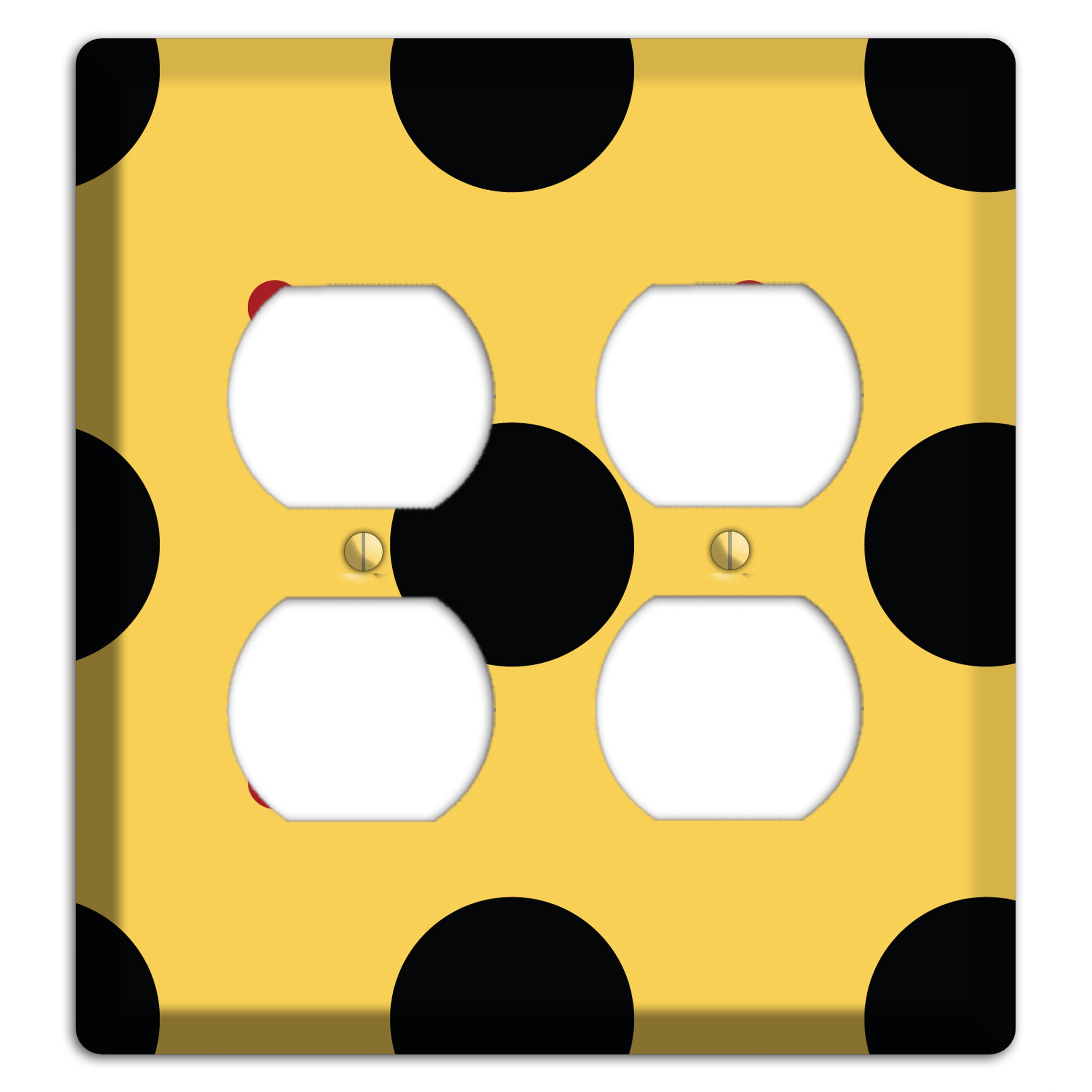 Yellow with Black and Red Multi Tiled Medium Dots 2 Duplex Wallplate