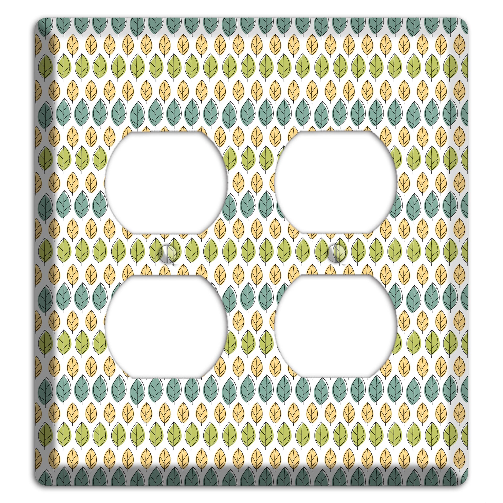 Sage Beige Dusty Blue Leaf Contour 2 Duplex Wallplate