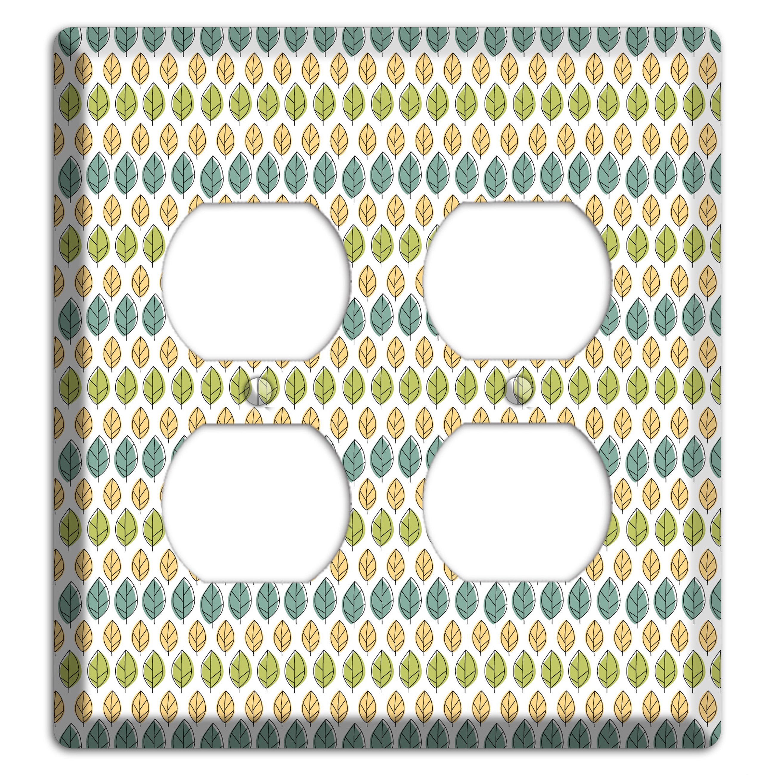 Sage Beige Dusty Blue Leaf Contour 2 Duplex Wallplate