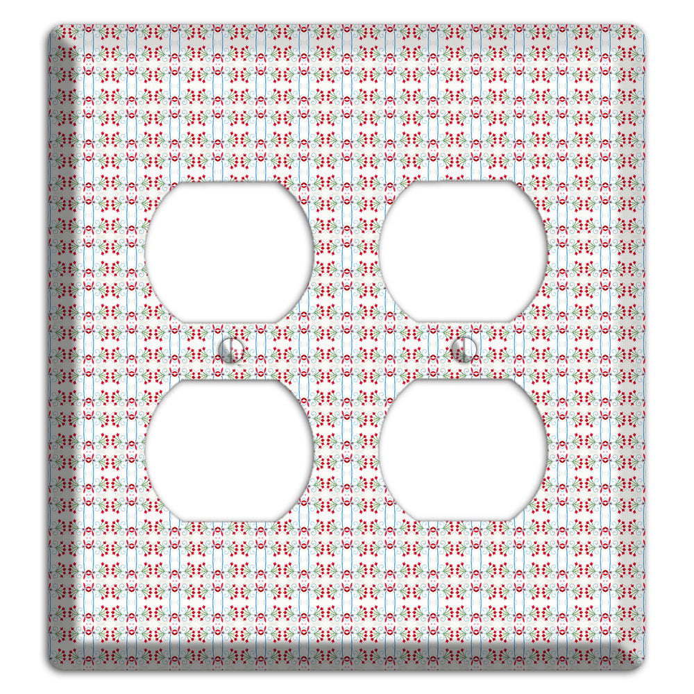 White with Red Blue Tapestry 2 Duplex Wallplate