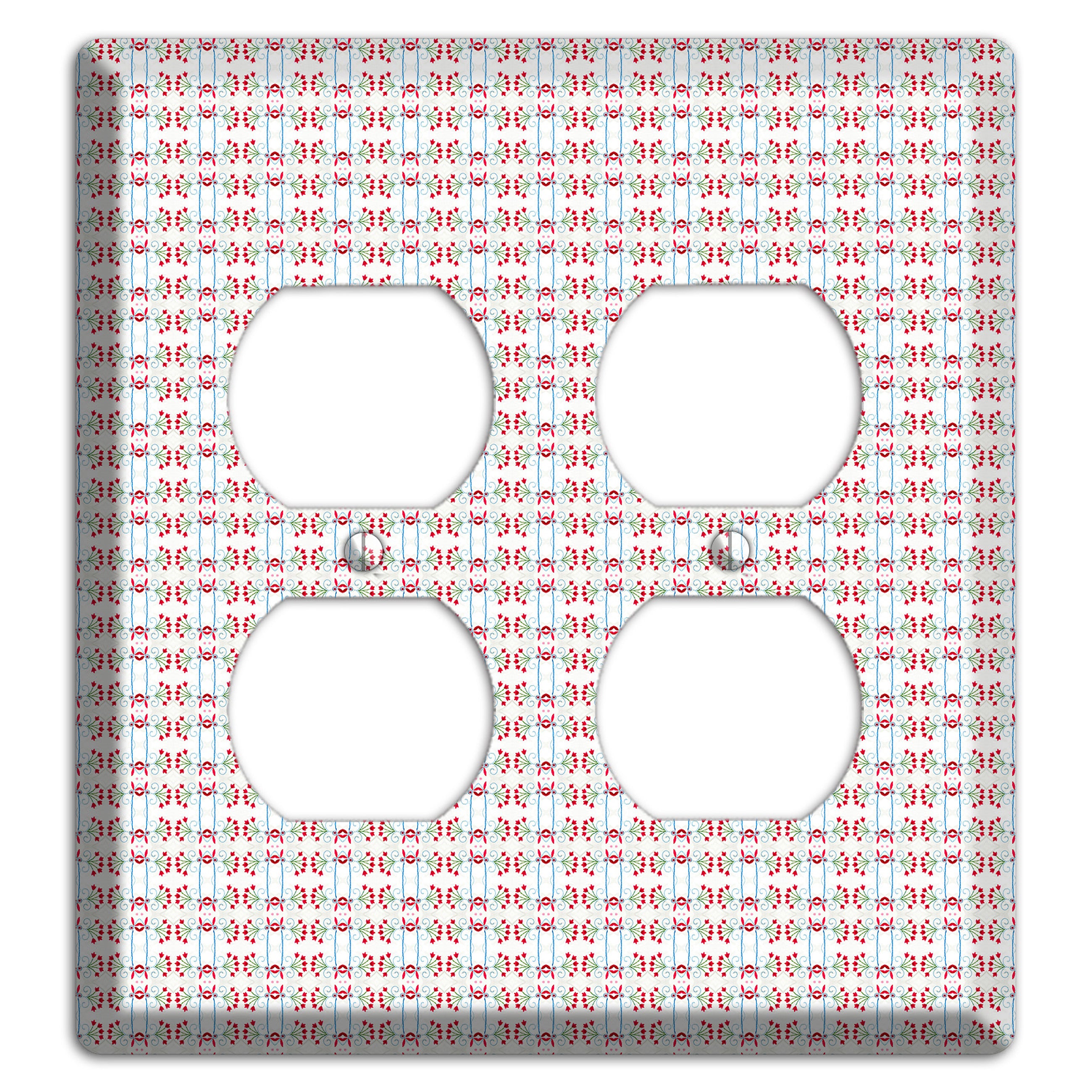White with Red Blue Tapestry 2 Duplex Wallplate
