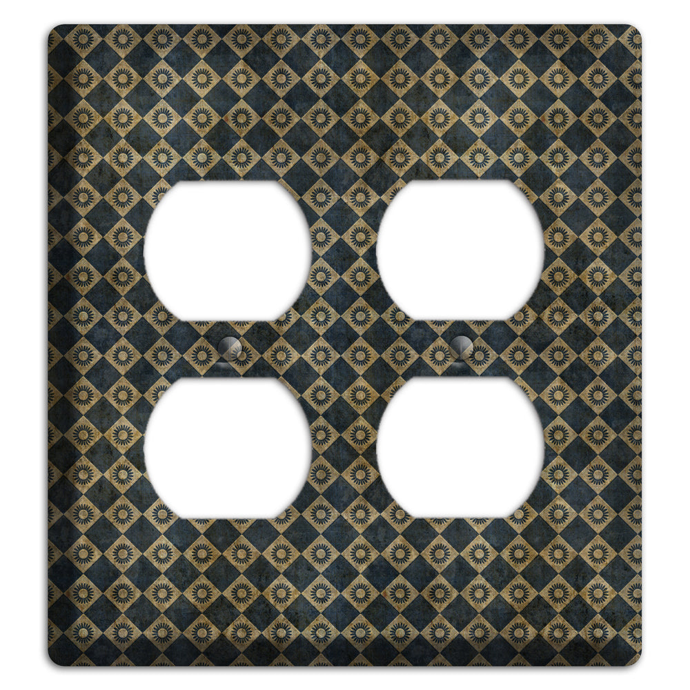 Black and Grey Diamond Circles 2 Duplex Wallplate