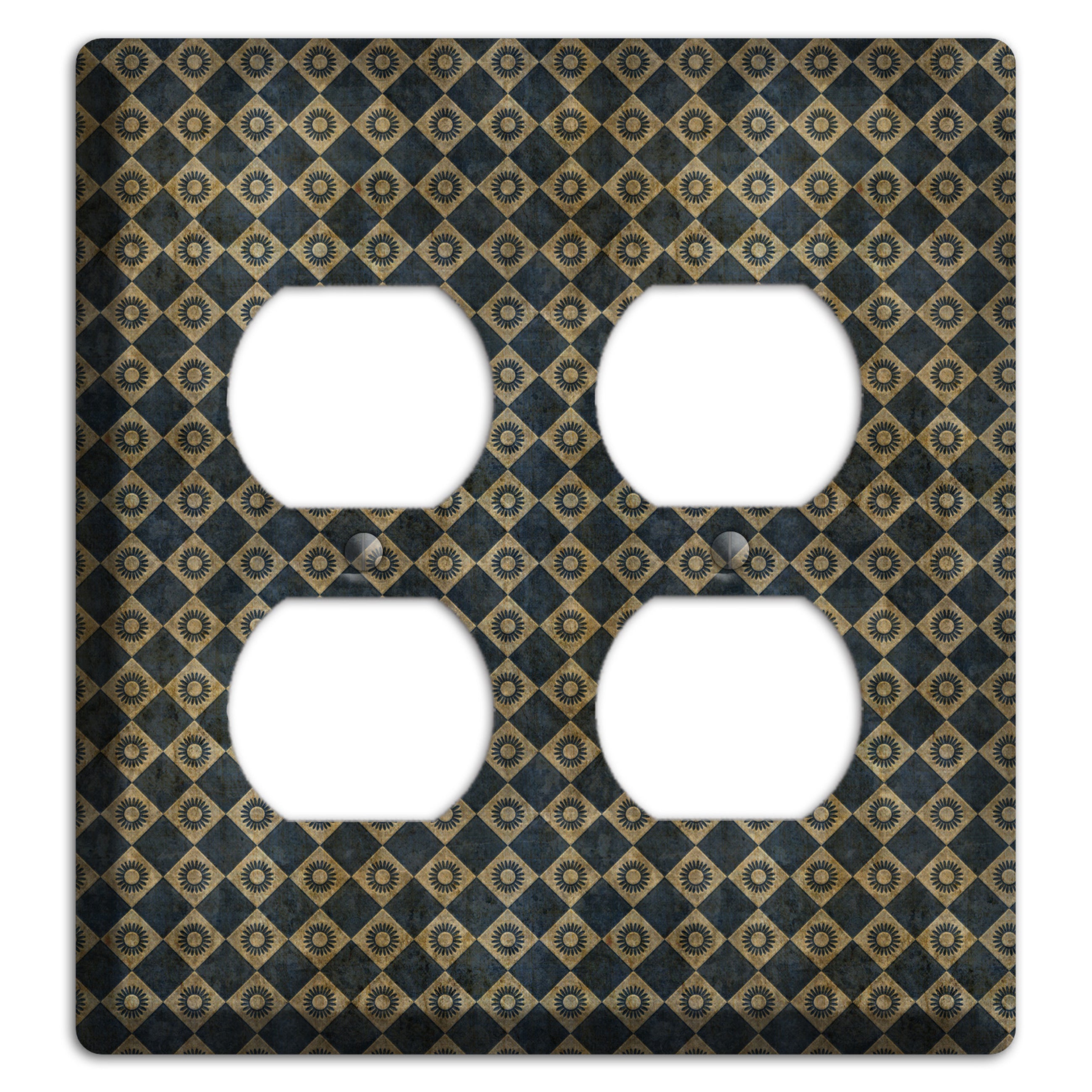Black and Grey Diamond Circles 2 Duplex Wallplate