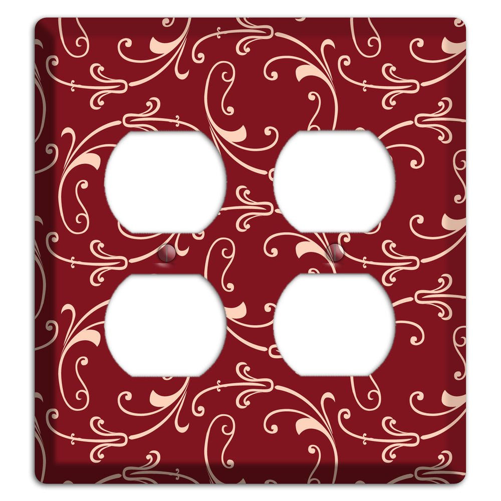 Burgundy Victorian Sprig 2 Duplex Wallplate