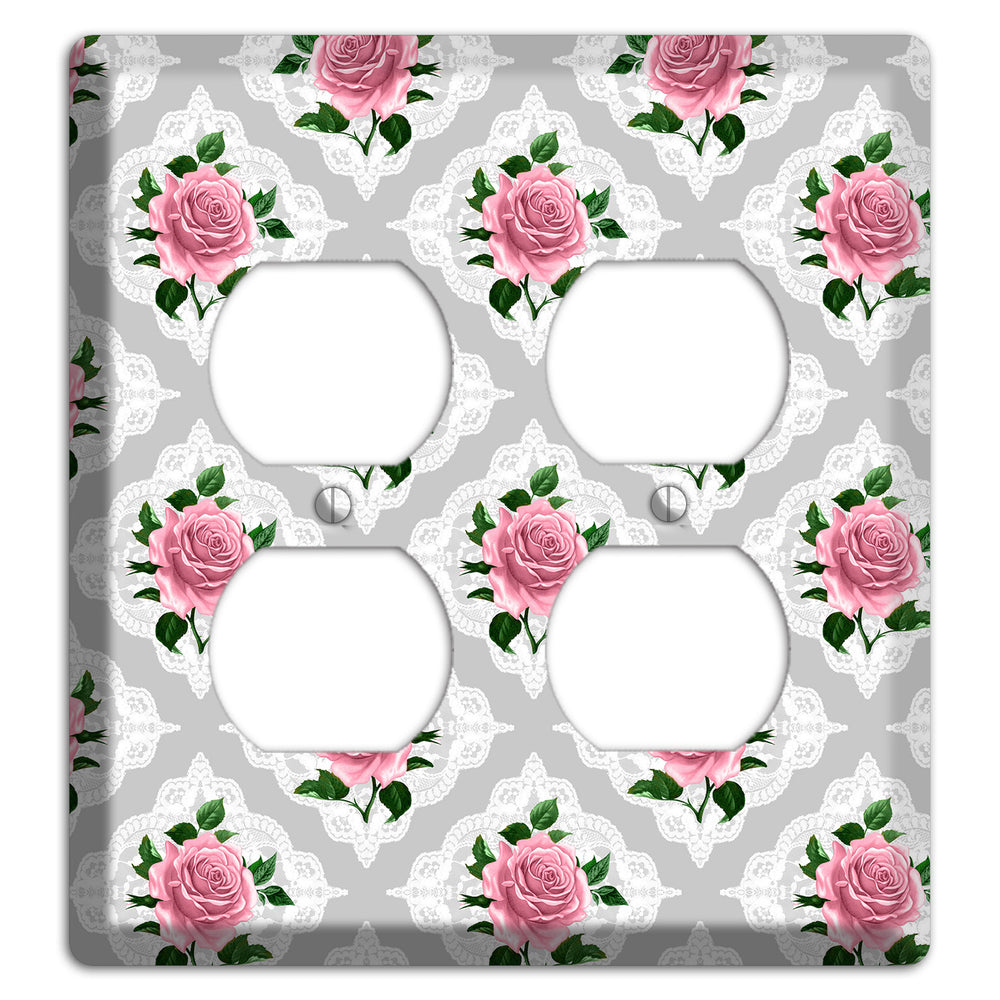 Gray Rose Doily 2 Duplex Wallplate
