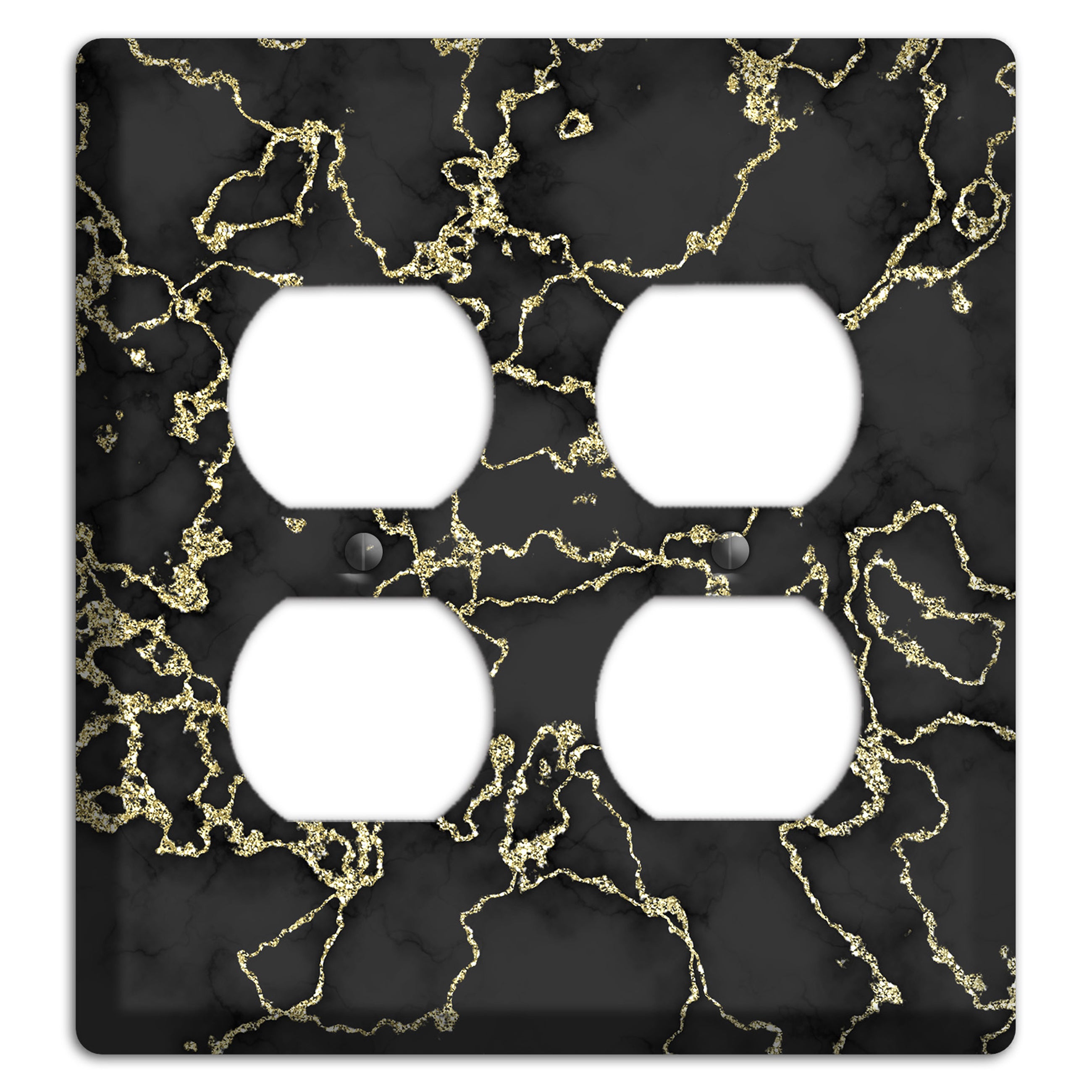 Black and Gold Marble Shatter 2 Duplex Wallplate