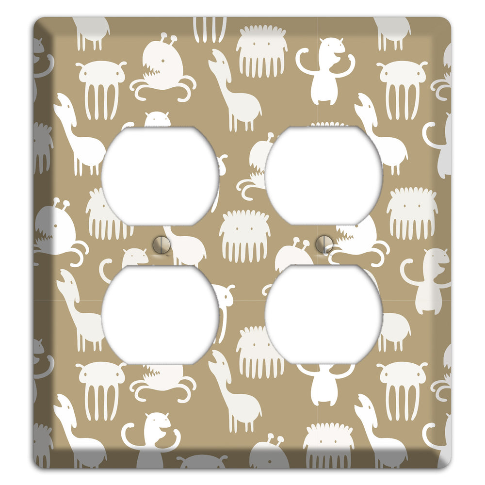 Sily Monsters Brown and White 2 Duplex Wallplate