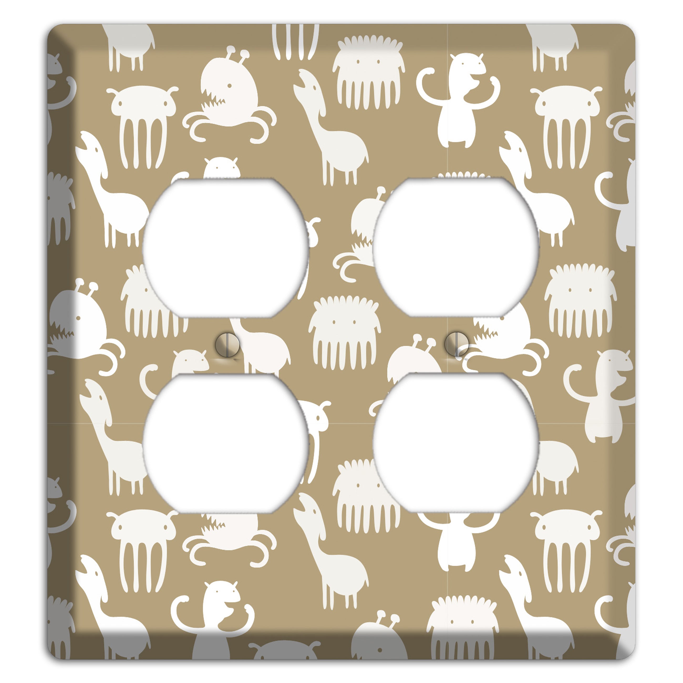 Sily Monsters Brown and White 2 Duplex Wallplate