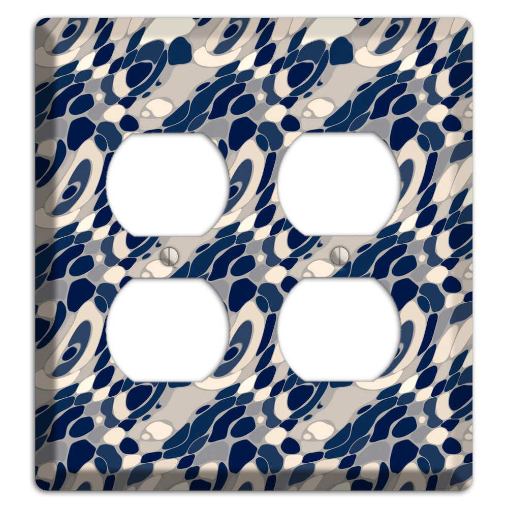 Blue and Beige Large Abstract 2 Duplex Wallplate