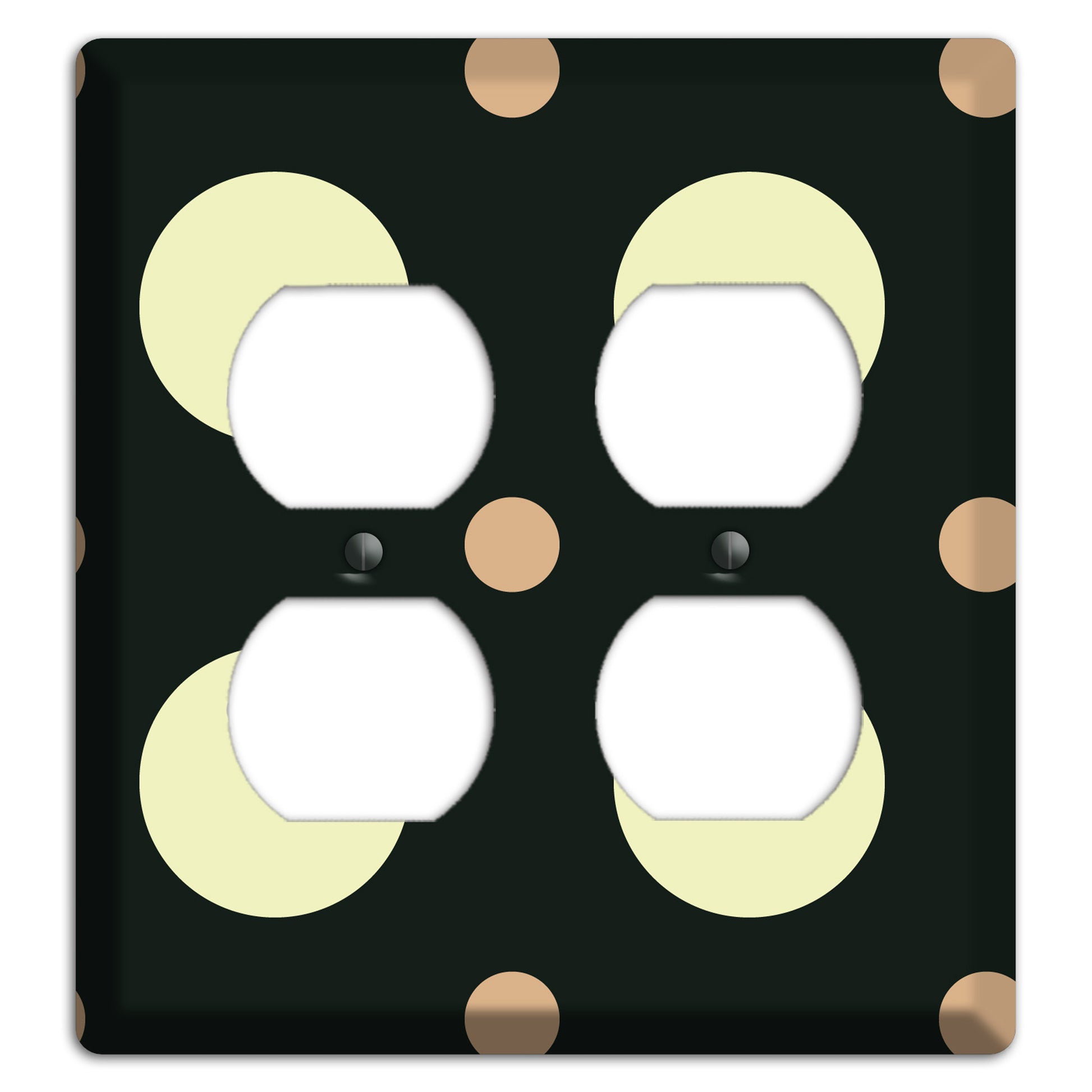 Black with Yellow and Mauve Multi Medium Polka Dots 2 Duplex Wallplate