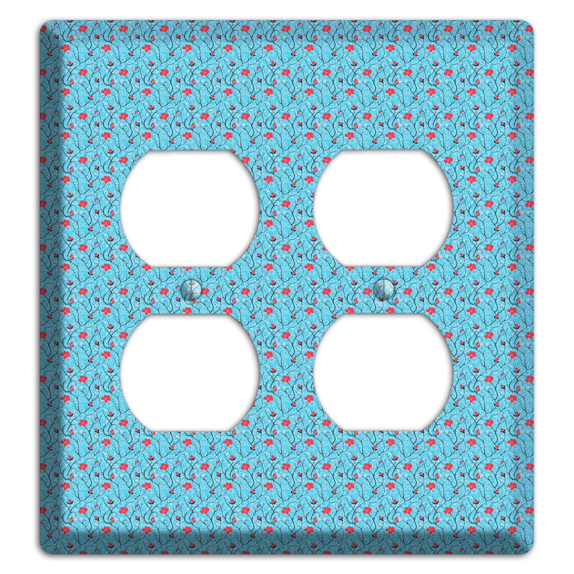 Light Blue Calico 2 Duplex Wallplate