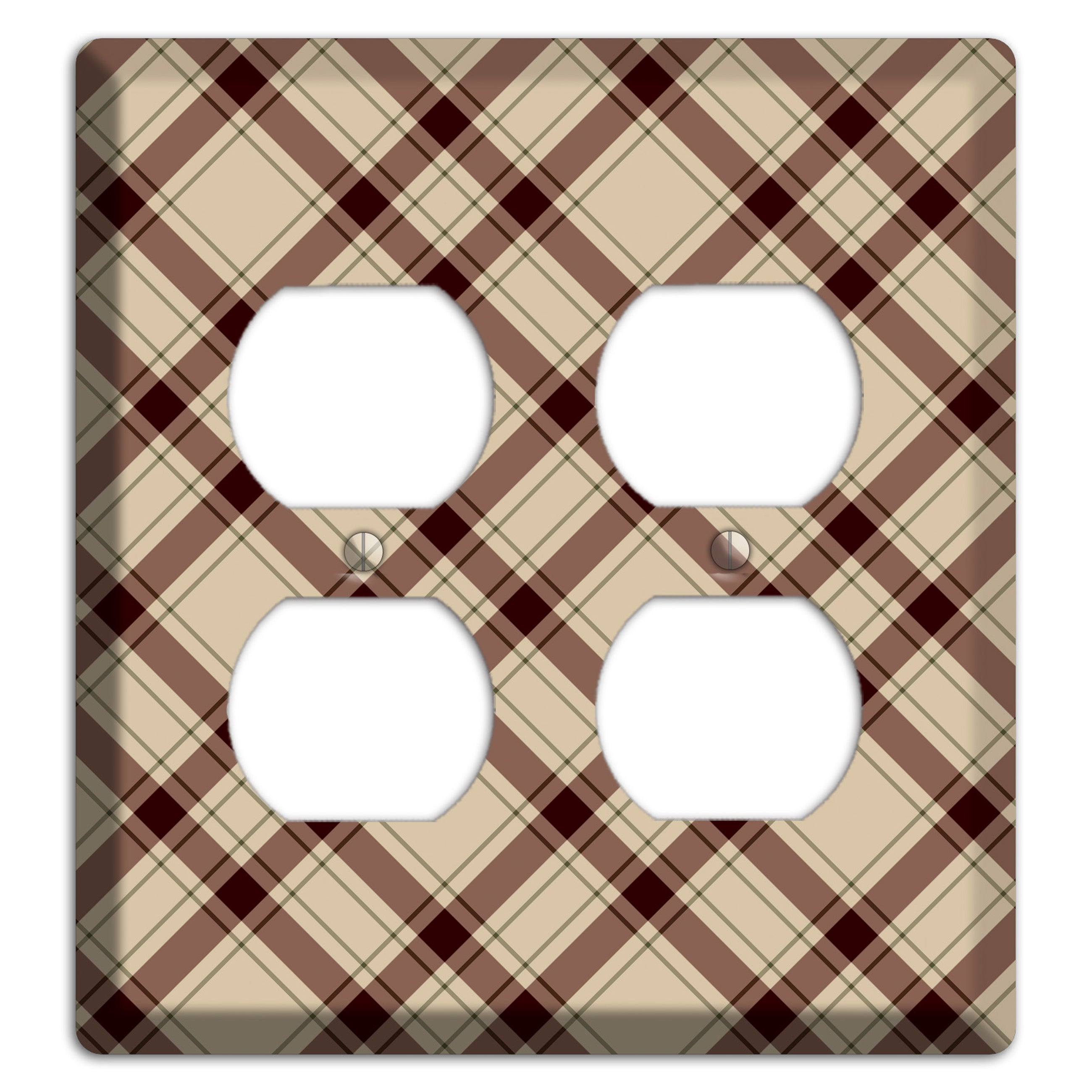 Beige and Brown Plaid 2 Duplex Wallplate
