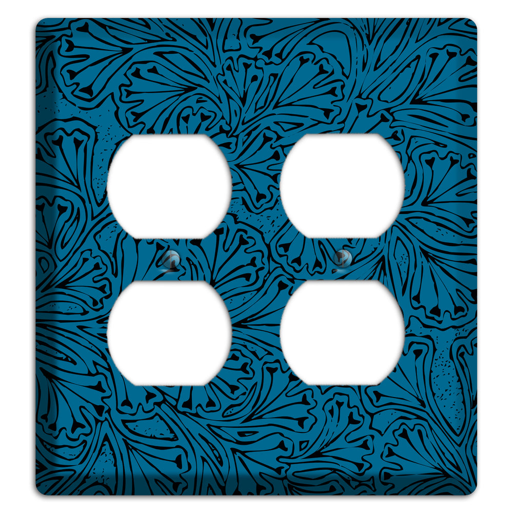 Deco Blue Interlocking Floral 2 Duplex Wallplate