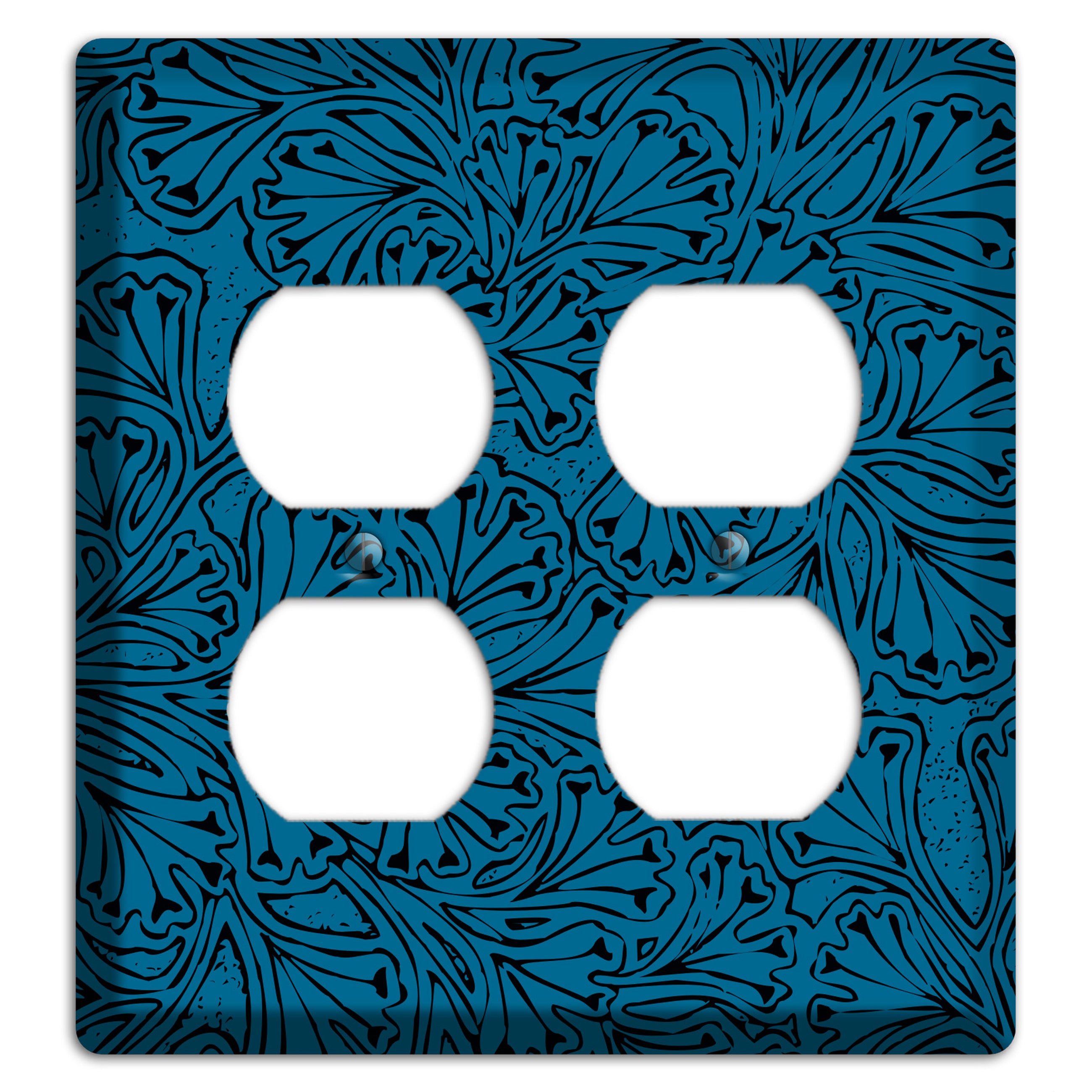 Deco Blue Interlocking Floral 2 Duplex Wallplate