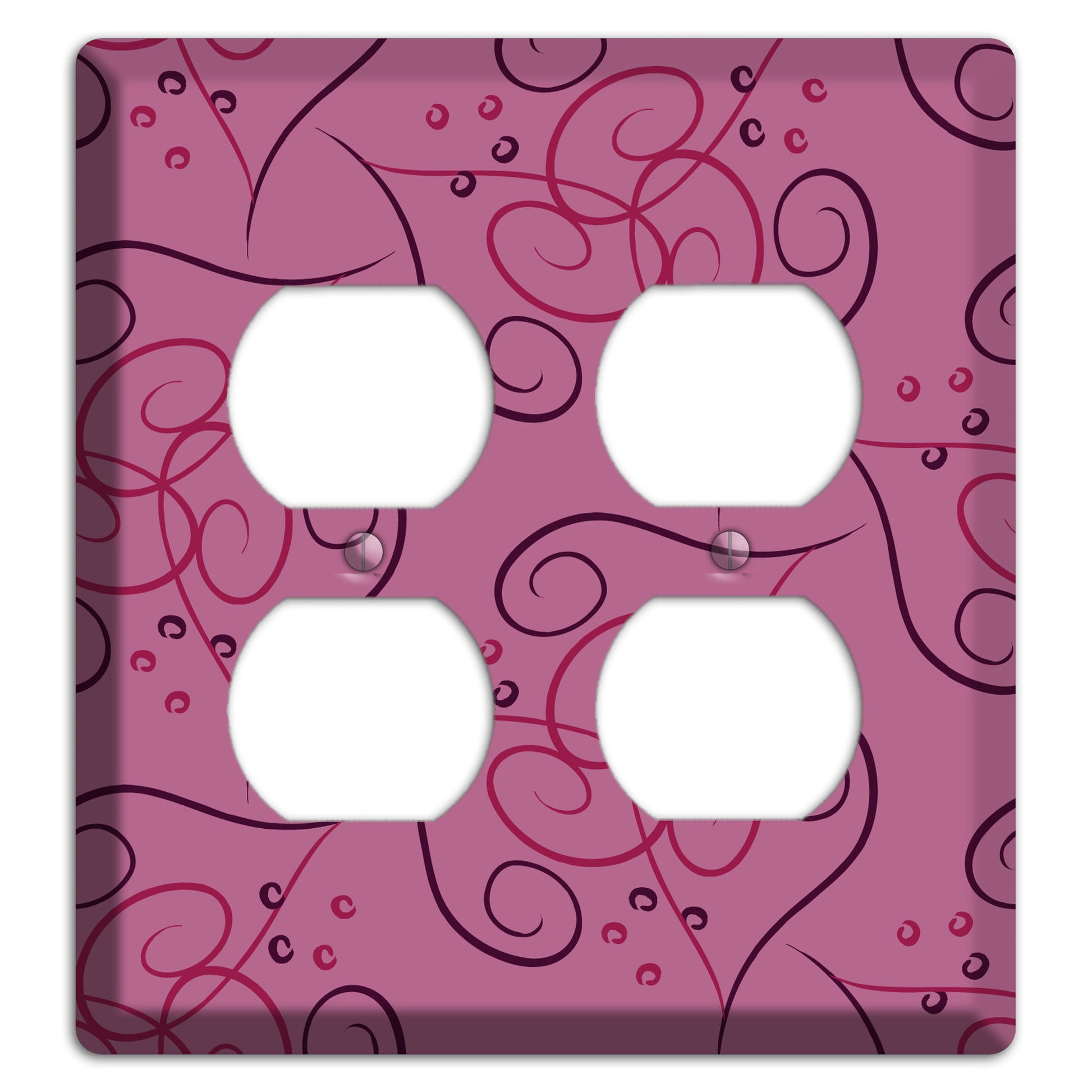 Pink Scroll Hearts 2 Duplex Wallplate