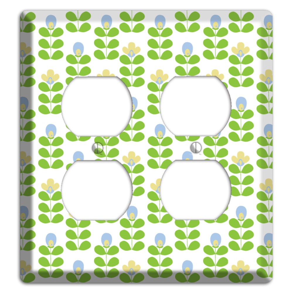 Green Deco Floral Half Drop 2 Duplex Wallplate