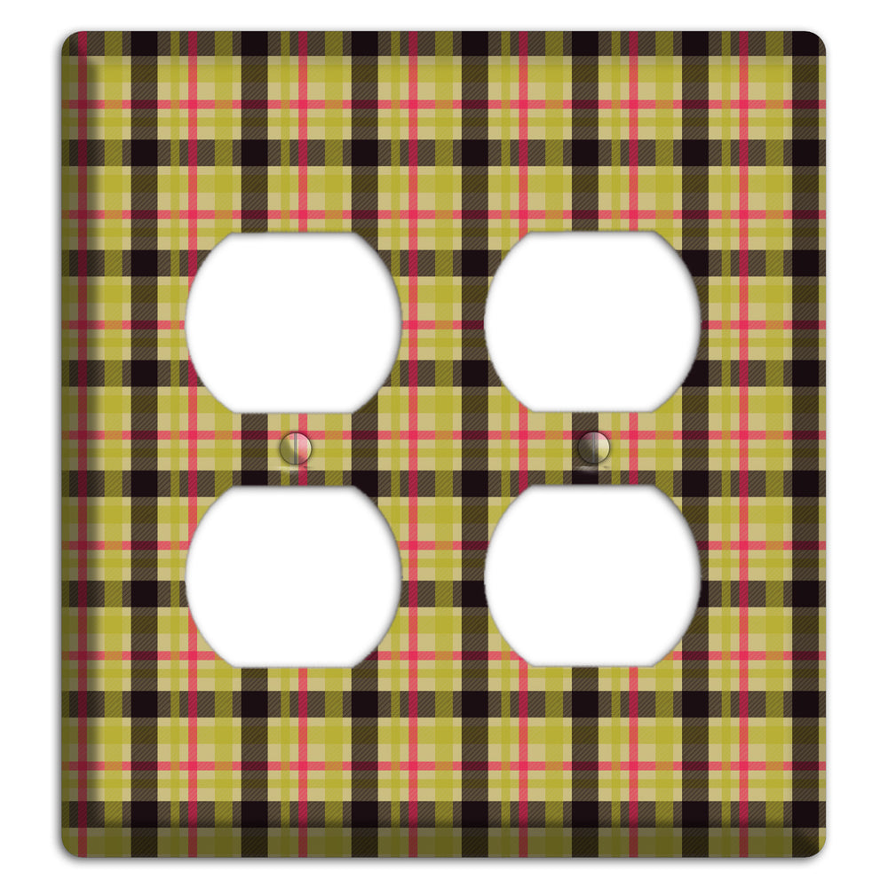 Yellow Black Red Plaid 2 Duplex Wallplate