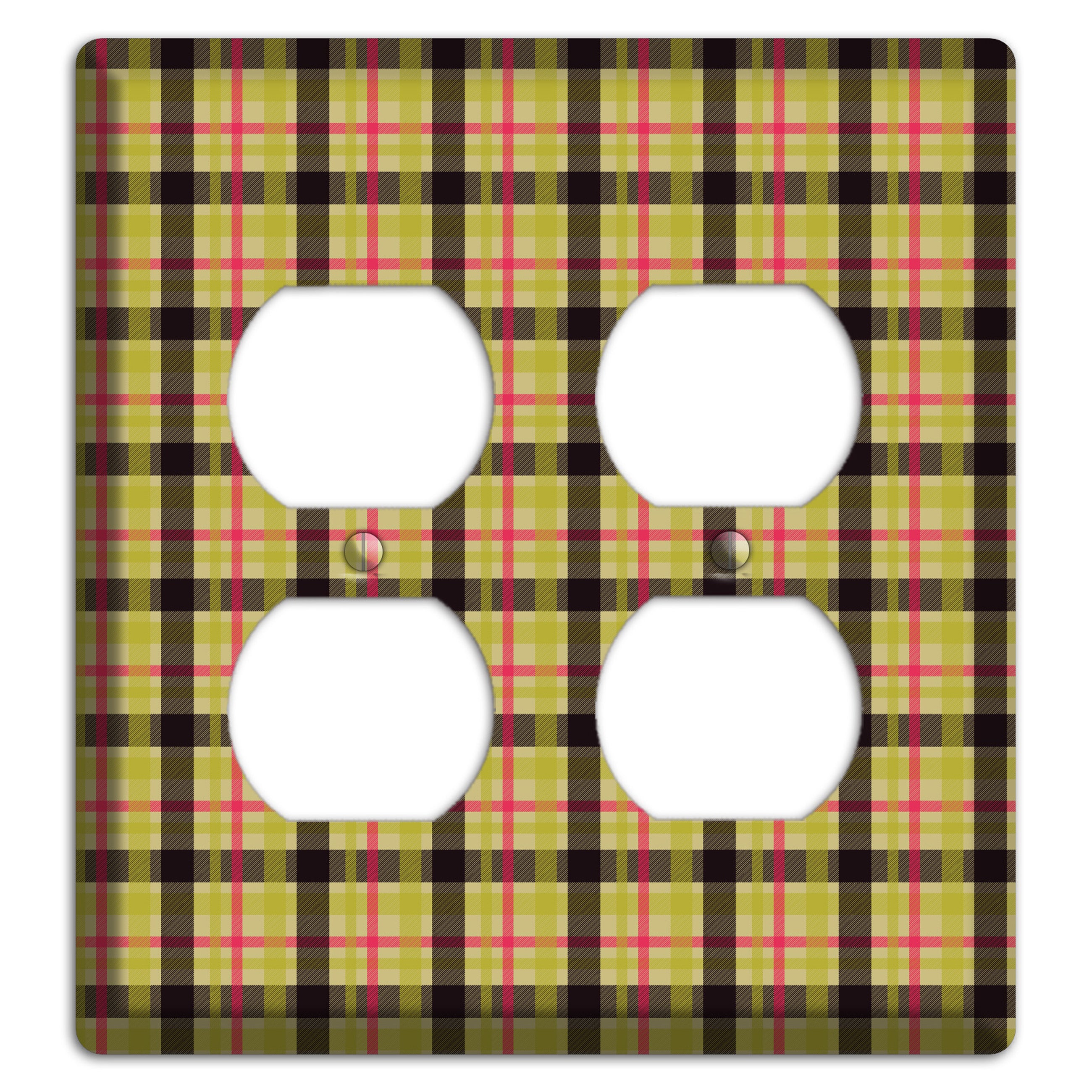 Yellow Black Red Plaid 2 Duplex Wallplate