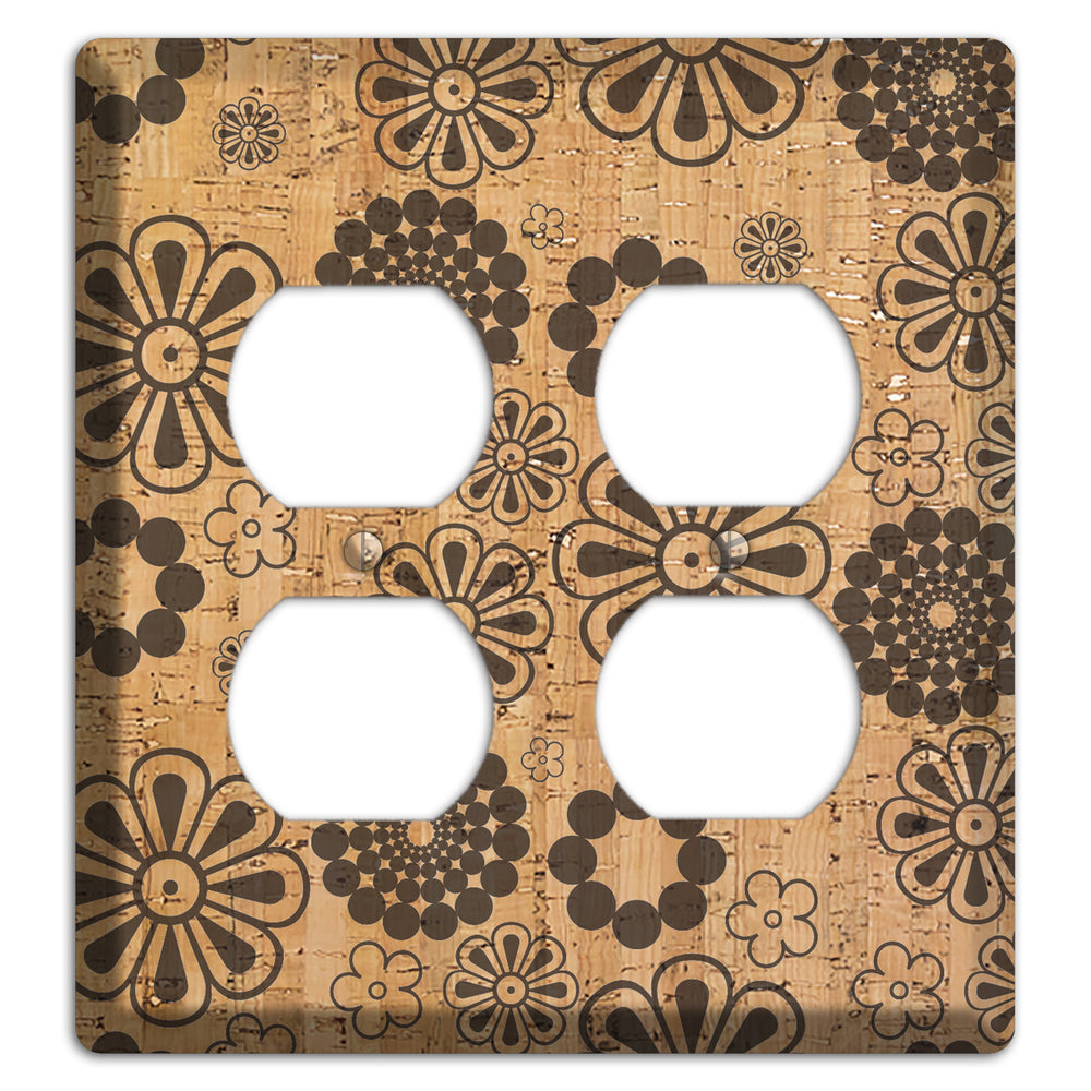 Retro Floral Cork 2 Duplex Wallplate