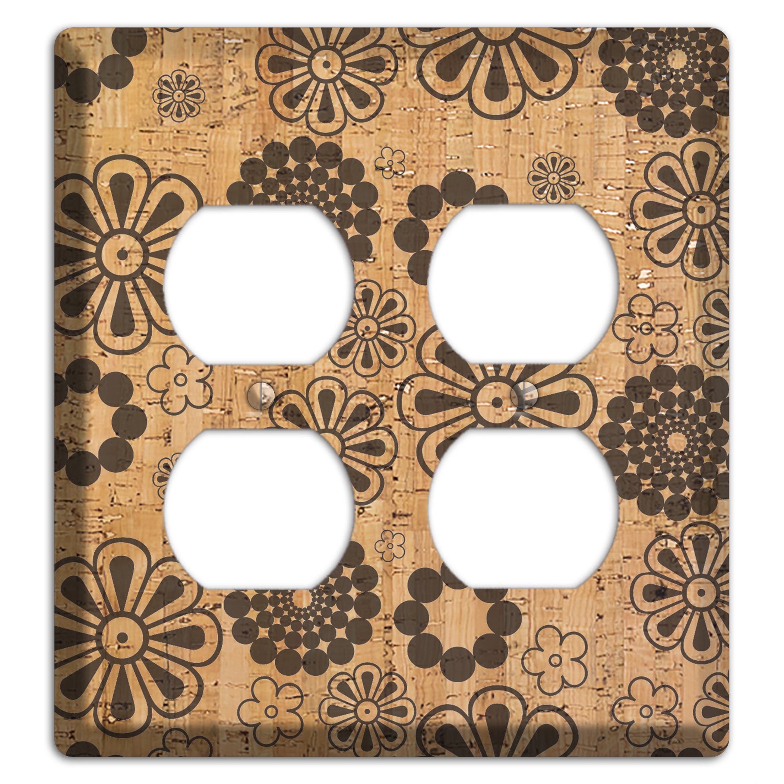 Retro Floral Cork 2 Duplex Wallplate
