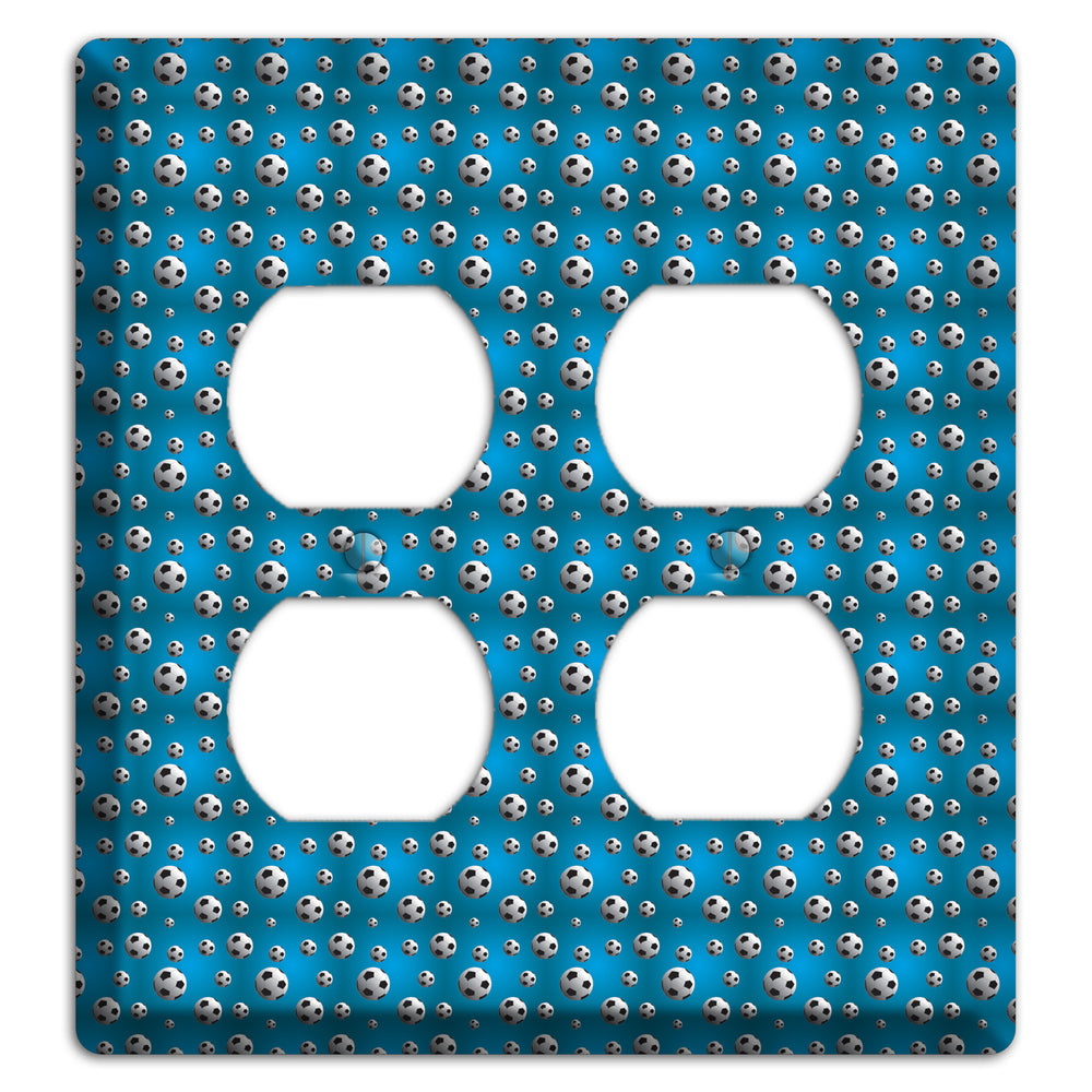 Blue with Soccer Balls 2 Duplex Wallplate