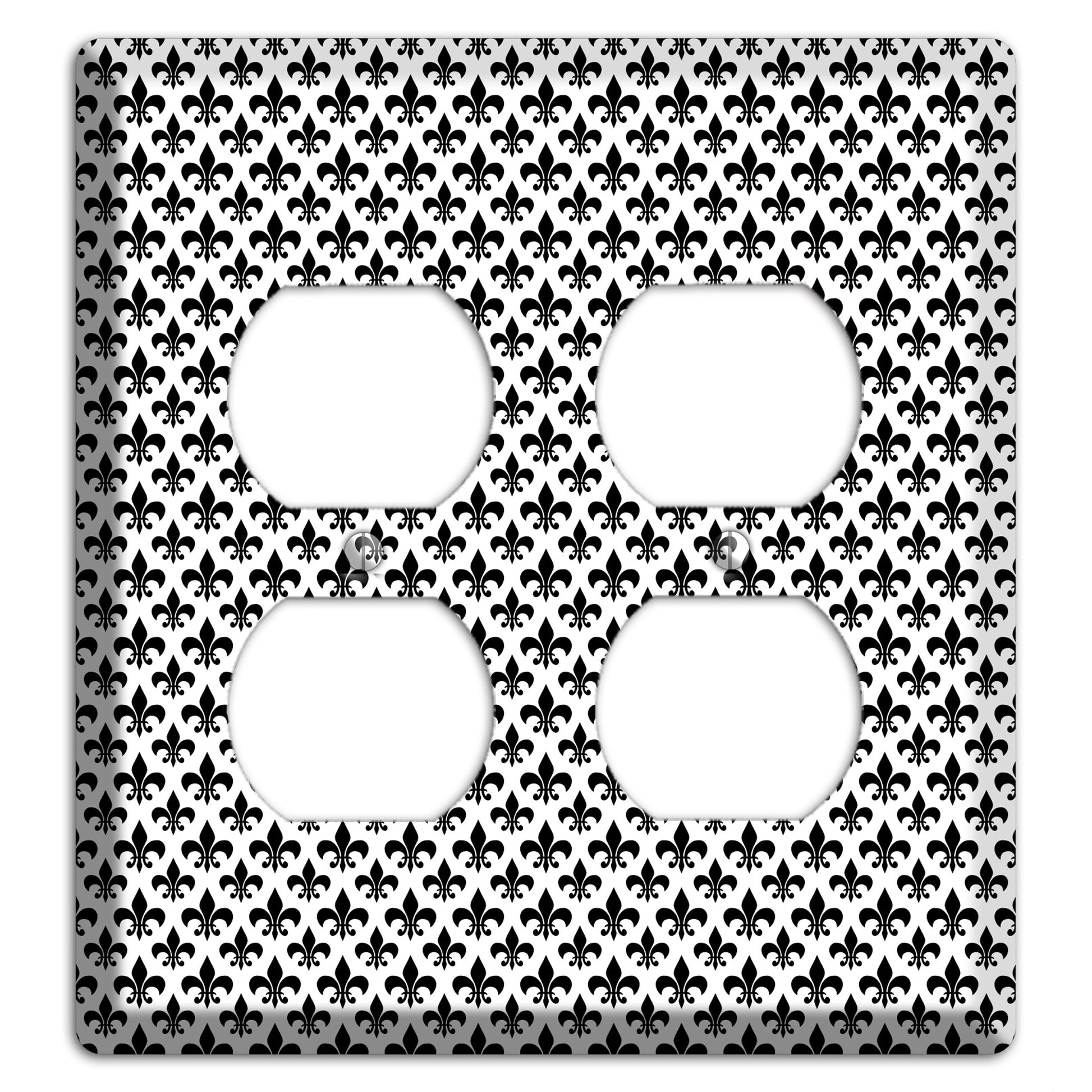 Black and White Fleur de lis 2 Duplex Wallplate