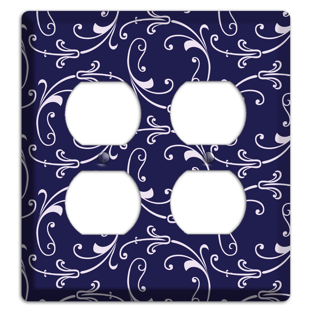 Navy Victorian Sprig 2 Duplex Wallplate