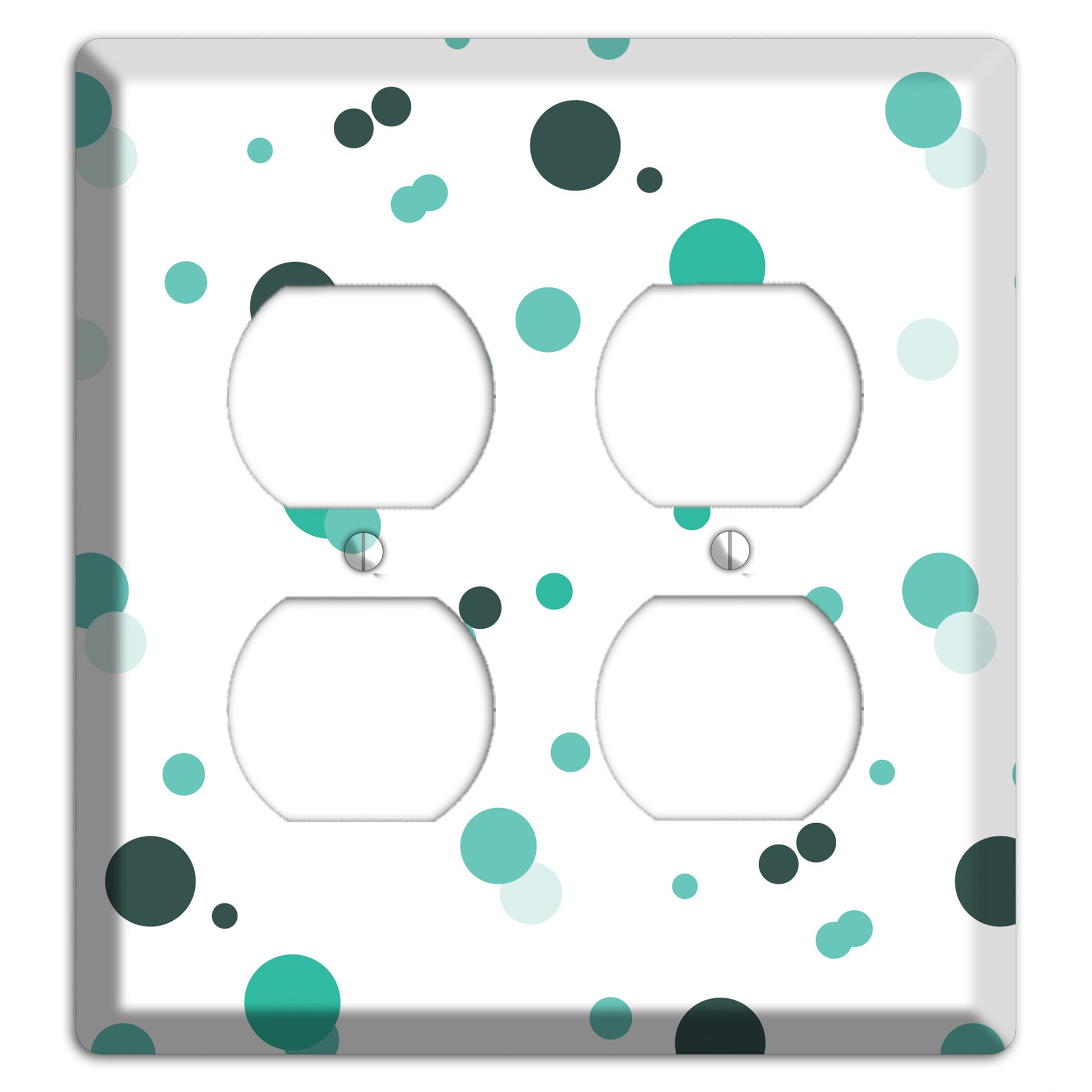 White with Multi Aqua Small Dots 2 Duplex Wallplate
