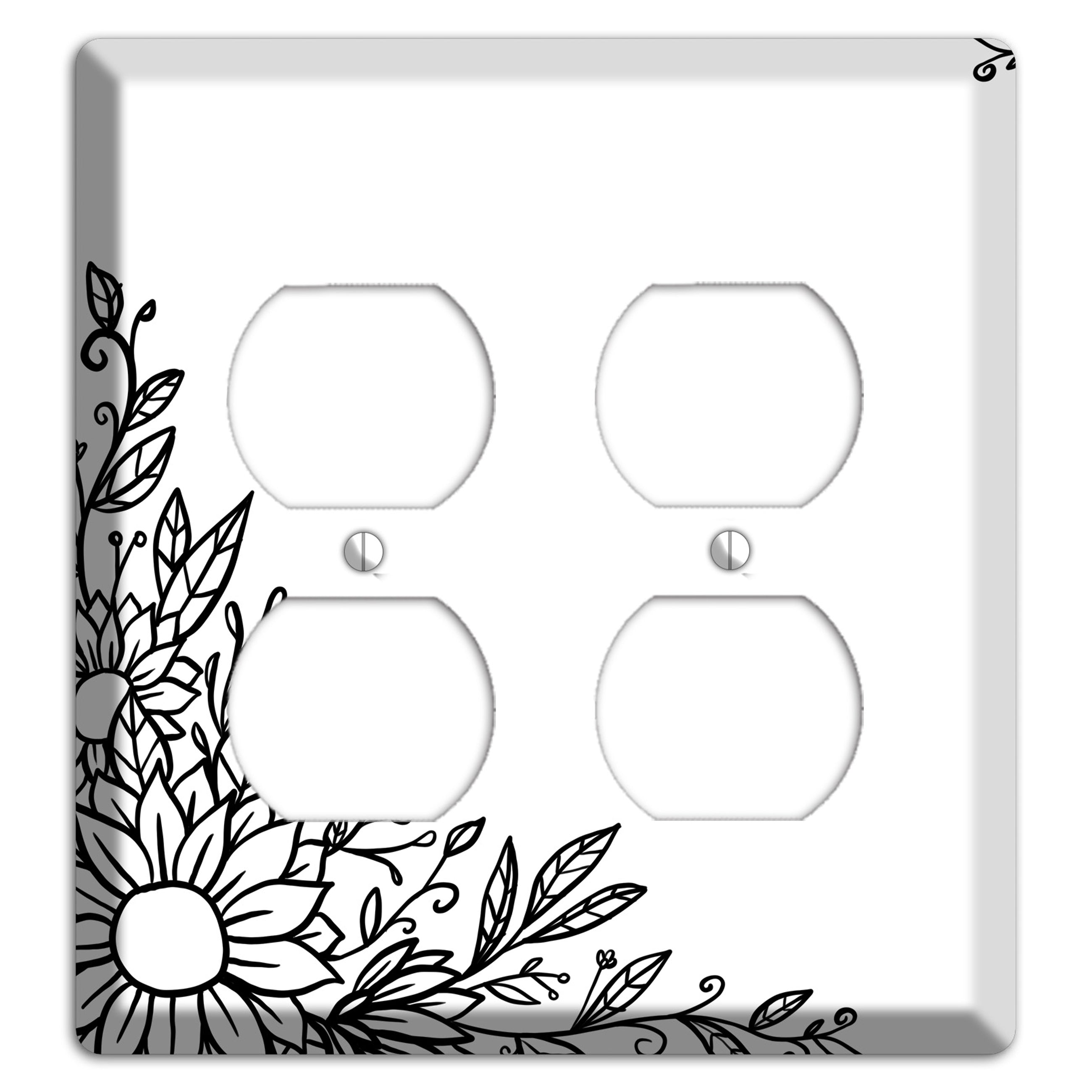 Hand-Drawn Floral 6 2 Duplex Wallplate