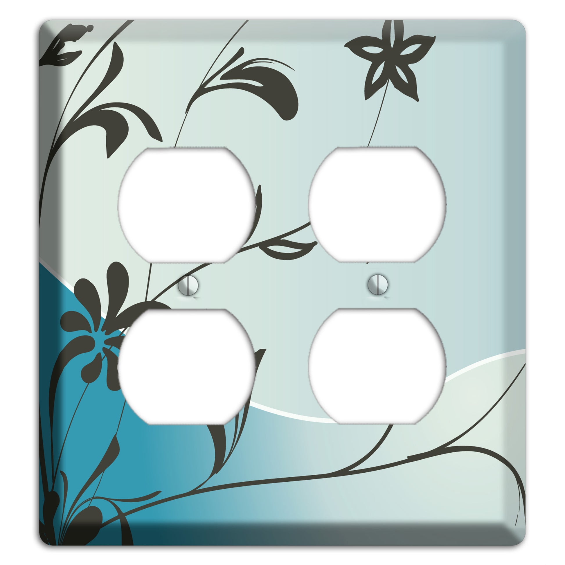 Blue-grey Flowers 2 Duplex Wallplate