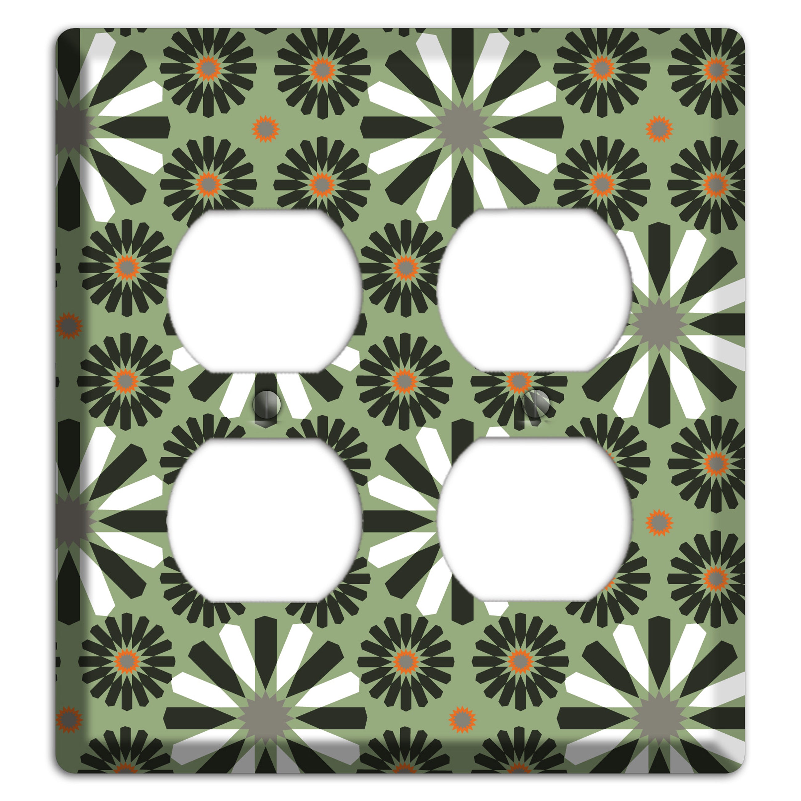 Olive with Scandinavian Floral 2 Duplex Wallplate