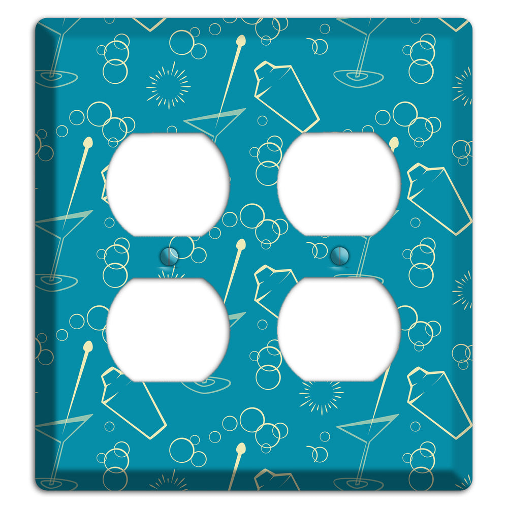 Teal Cocktail Hour 2 Duplex Wallplate