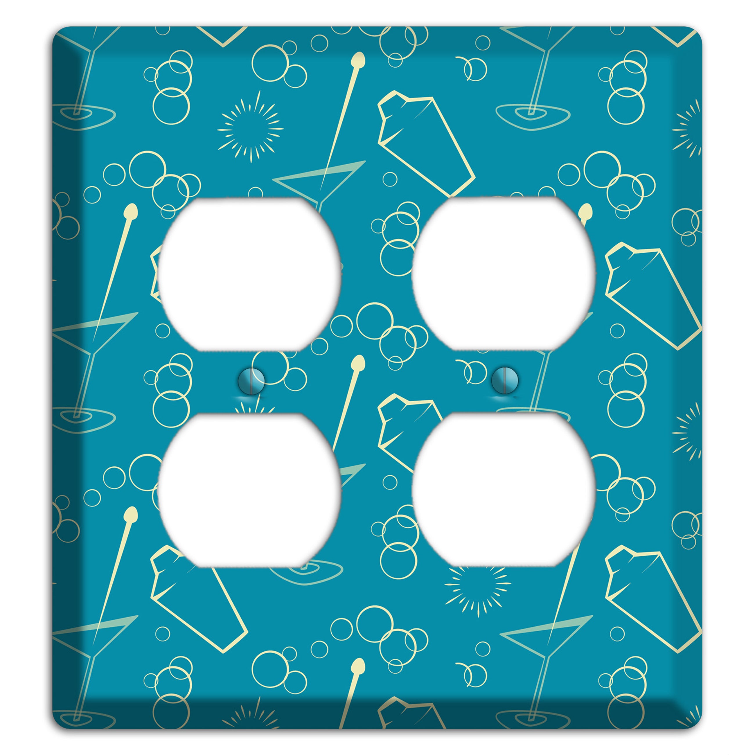 Teal Cocktail Hour 2 Duplex Wallplate