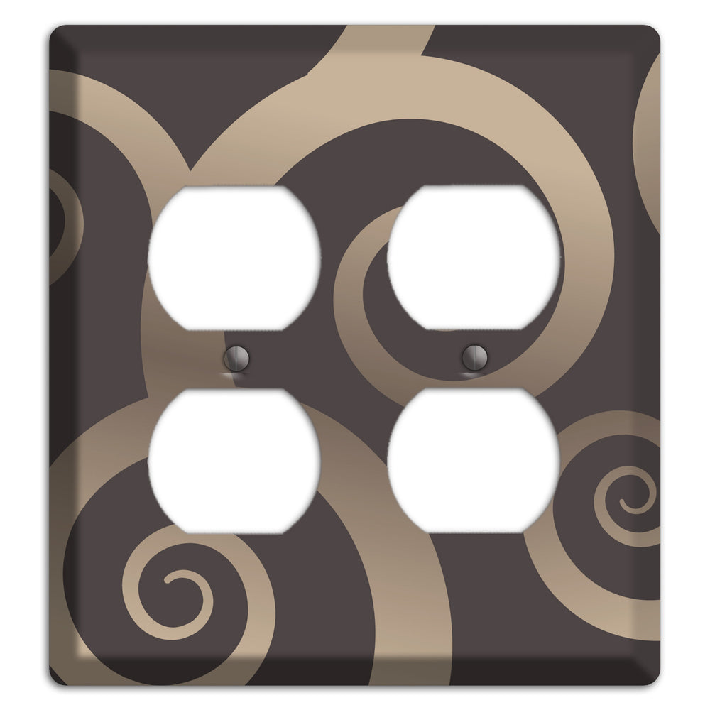 Brown with Beige Large Swirl 2 Duplex Wallplate