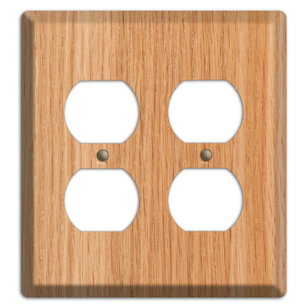 Unfinished Red Oak Wood 2 Duplex Outlet Cover Plate