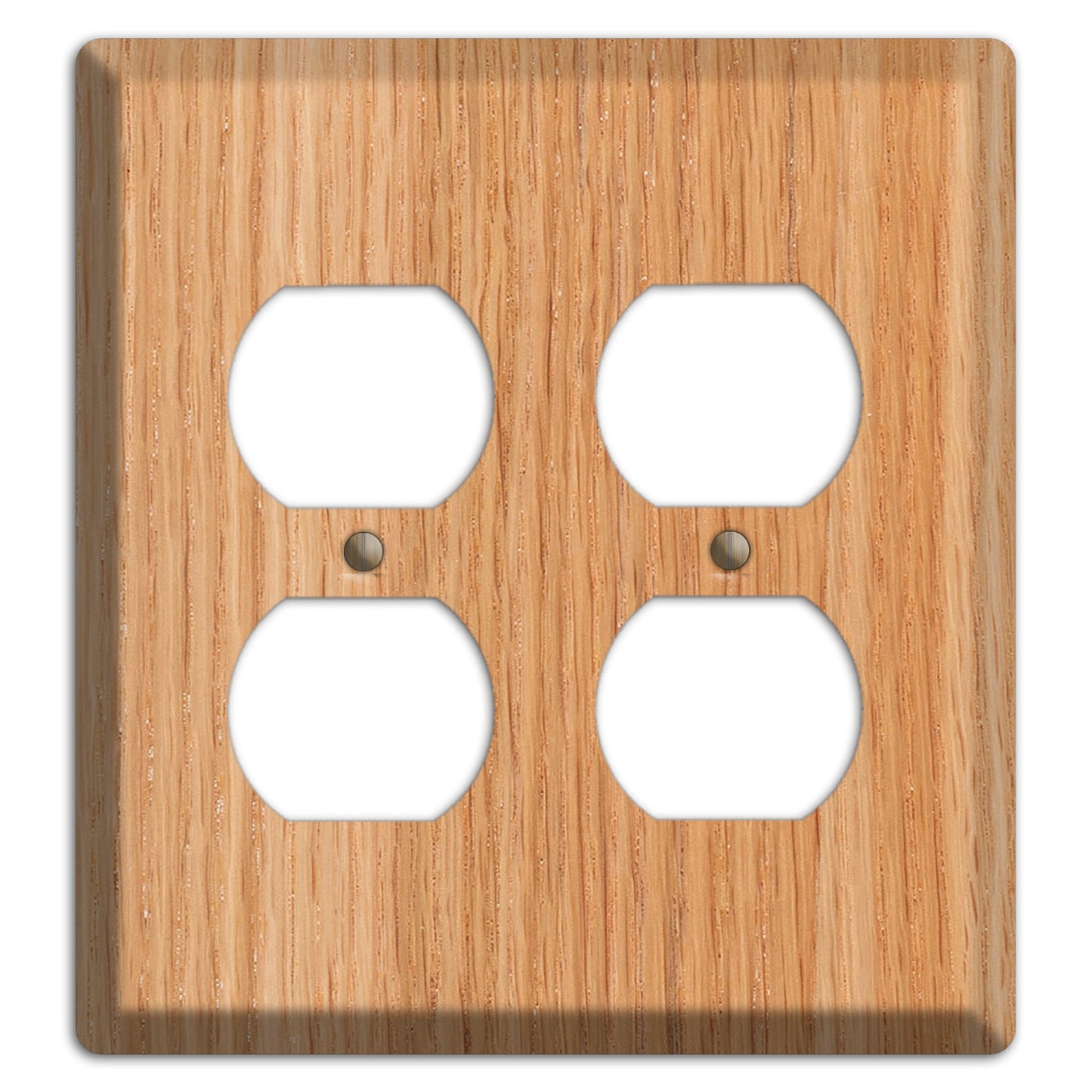 Unfinished Red Oak Wood 2 Duplex Outlet Cover Plate