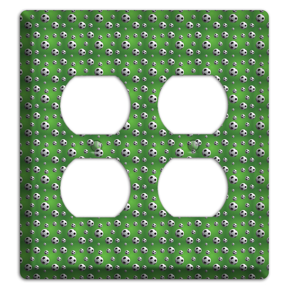 Green with Soccer Balls 2 Duplex Wallplate