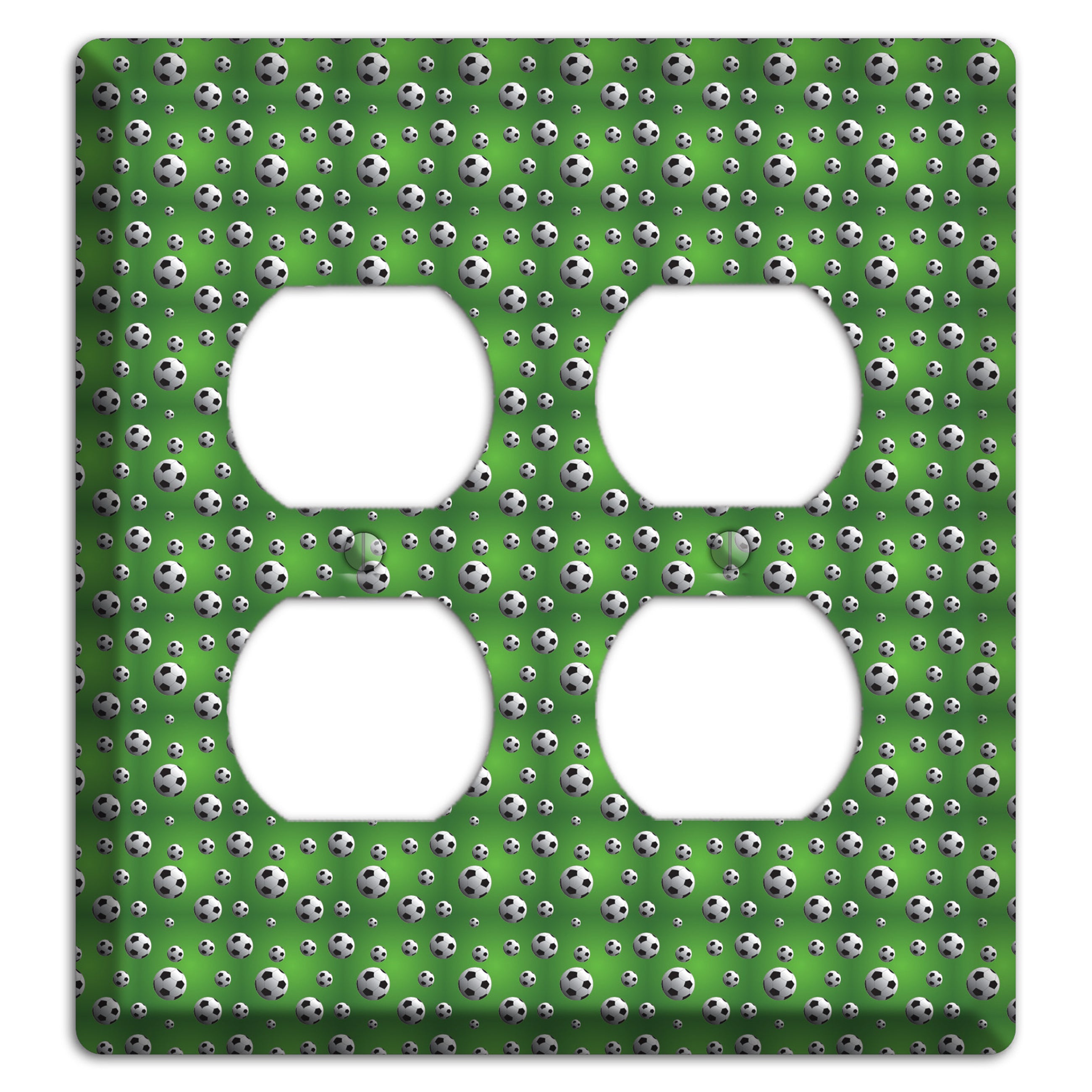 Green with Soccer Balls 2 Duplex Wallplate