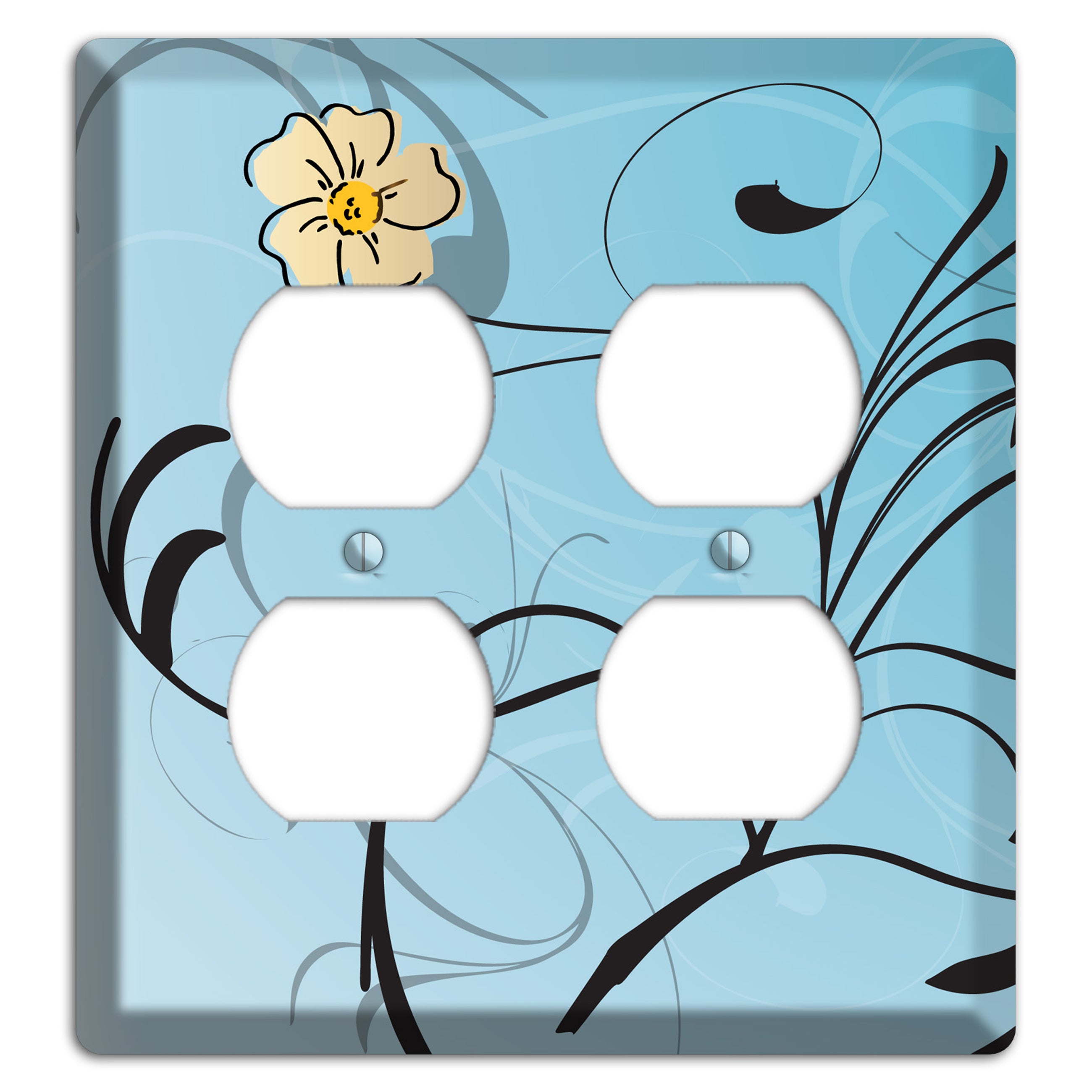 Blue Flower with Swirl 2 Duplex Wallplate