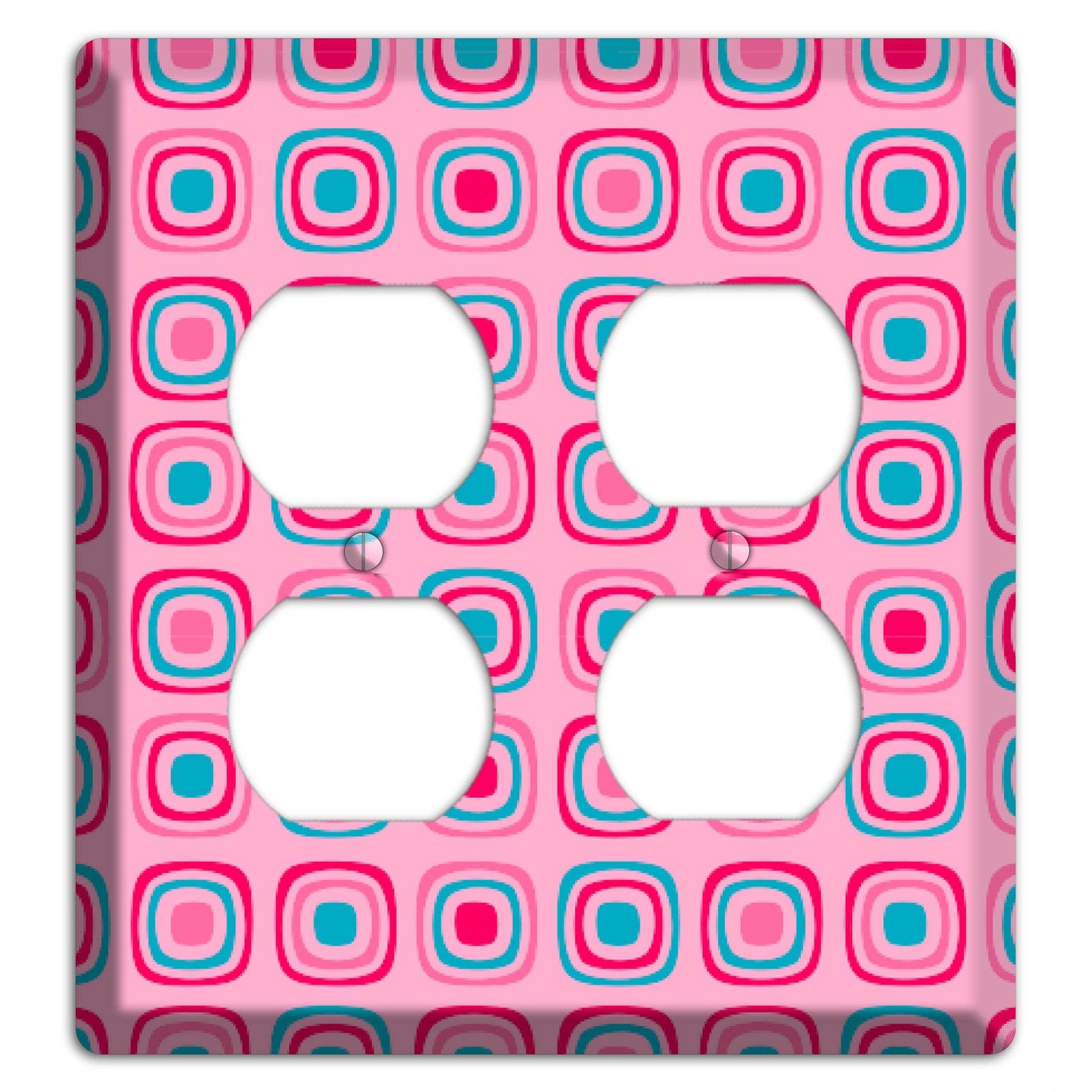 Pink and Blue Rounded Squares 2 Duplex Wallplate
