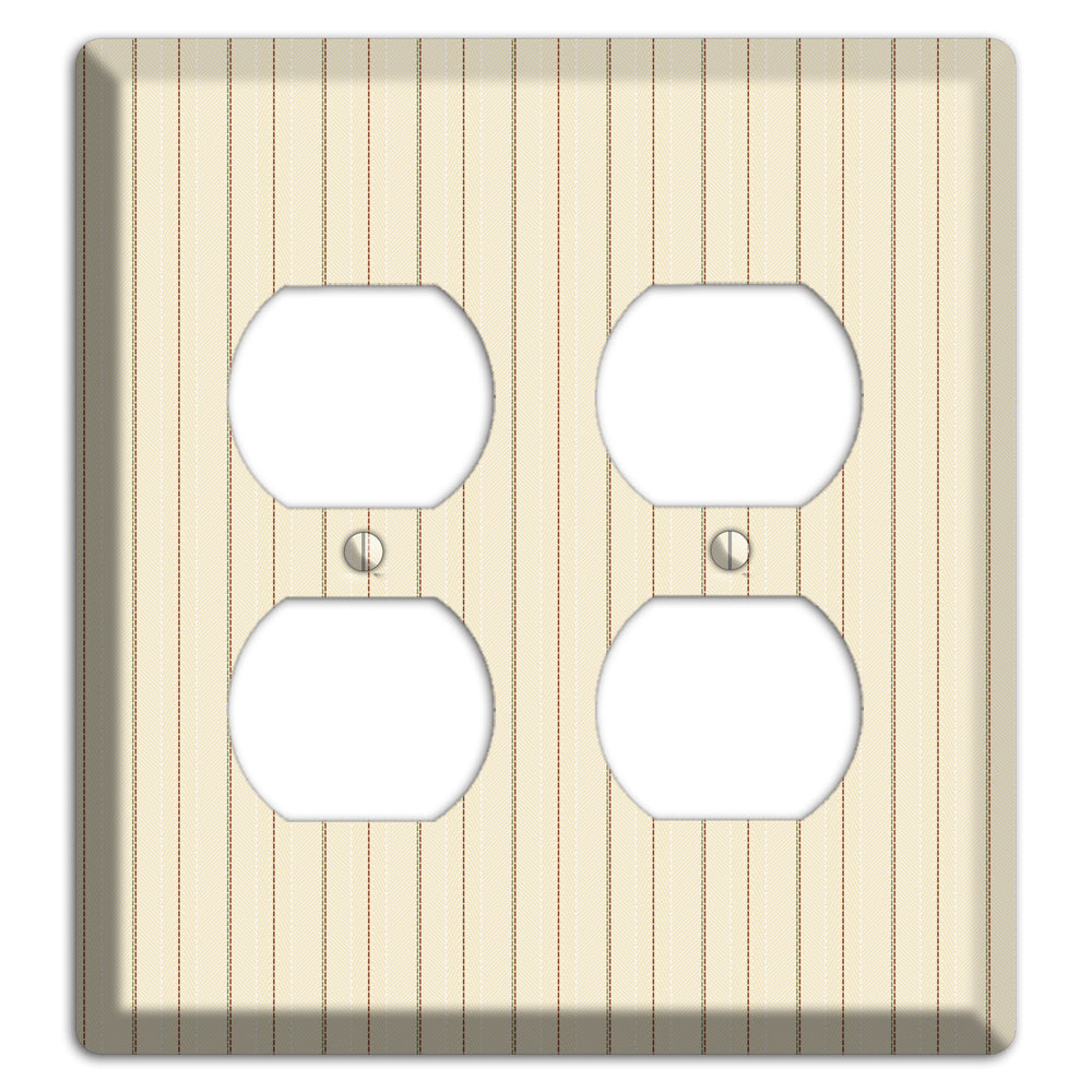 Off White Pinstripe 2 Duplex Wallplate