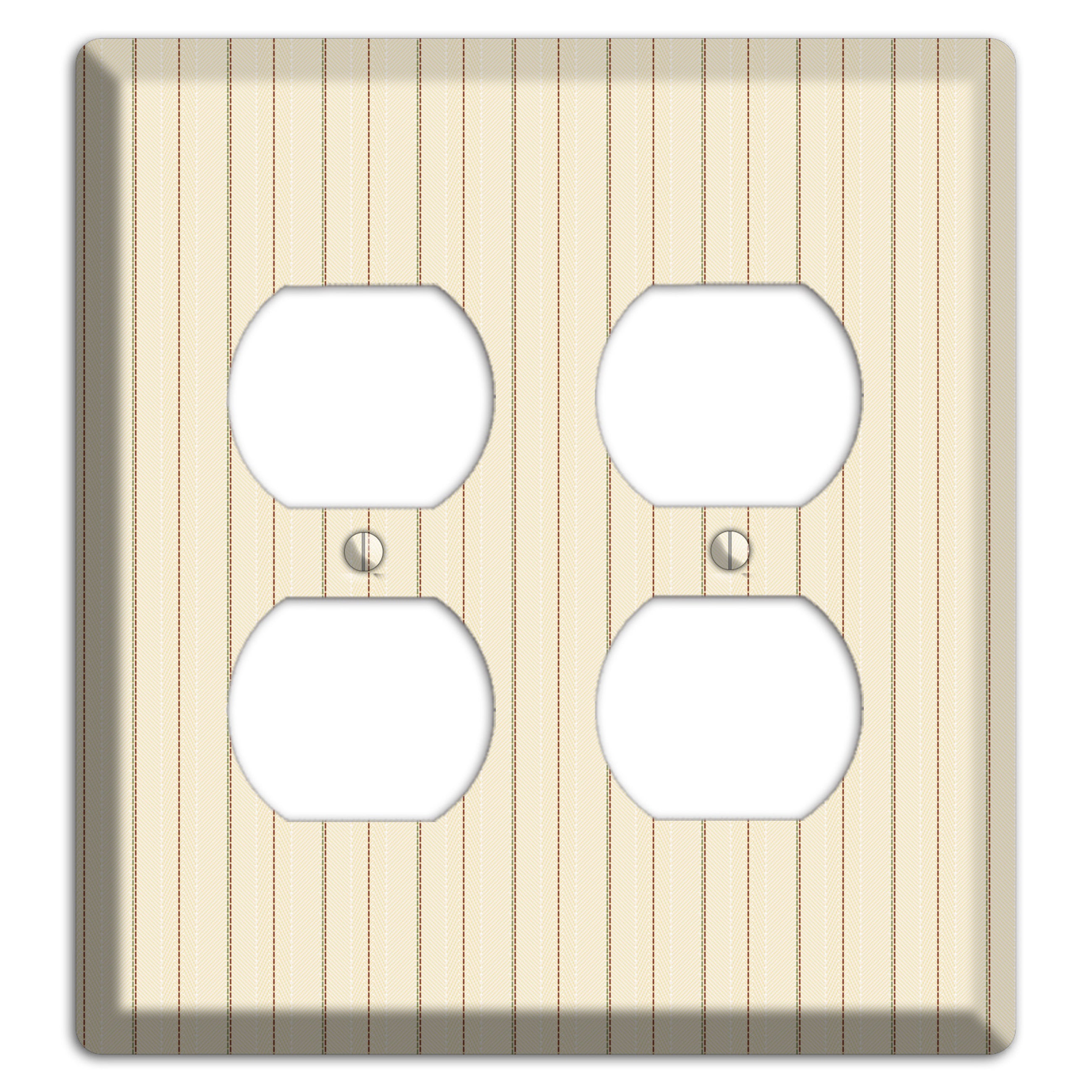 Off White Pinstripe 2 Duplex Wallplate