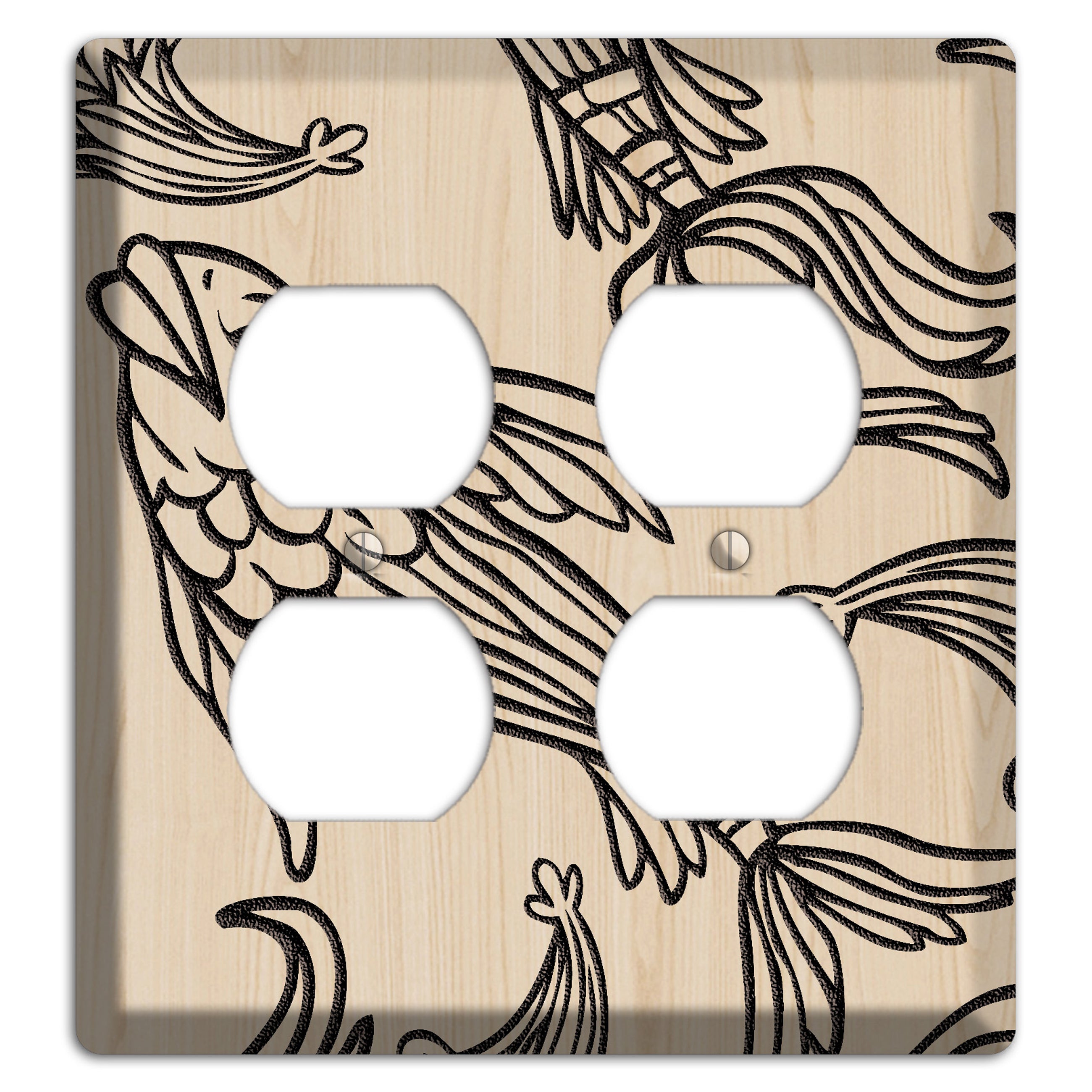 Koi Wood Lasered 2 Duplex Wallplate