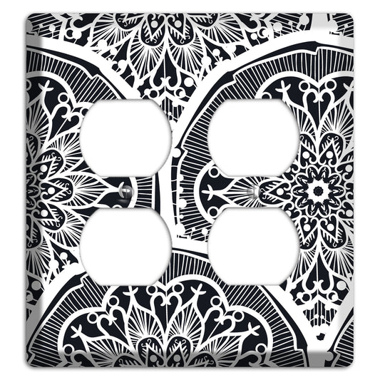 Mandala Black and White Style O Cover Plates 2 Duplex Wallplate